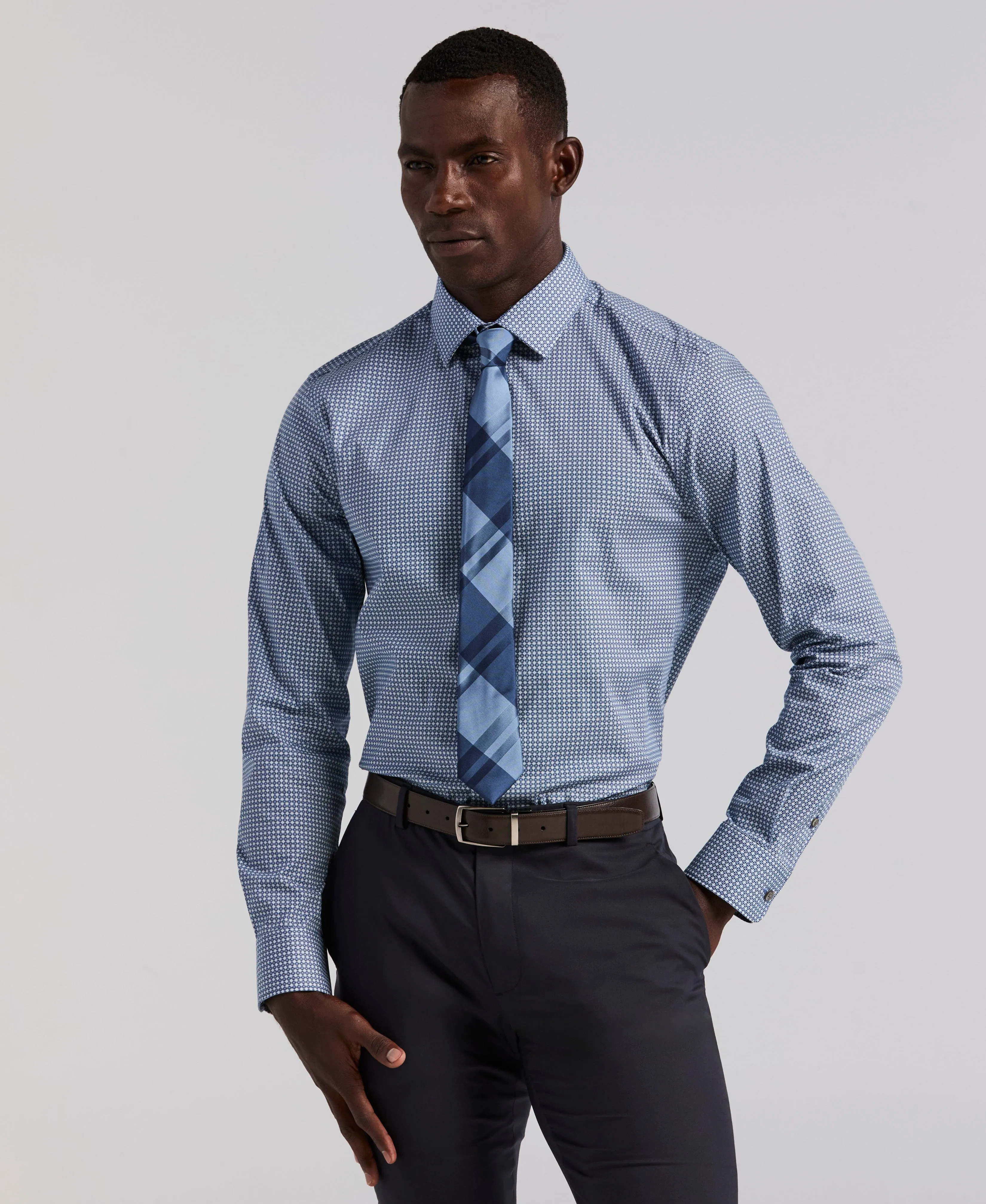 Tile Geo Print Cotton Shirt sold by Perry Ellis