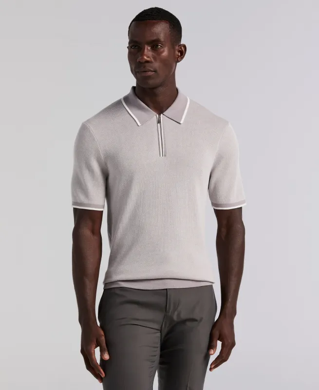 Bi-Color Stitch Zip Polo sold by Perry Ellis