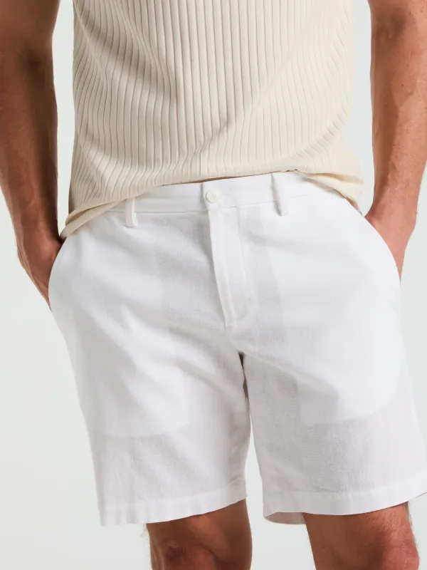 8" Flat Front Linen Cotton Short sold by Perry Ellis