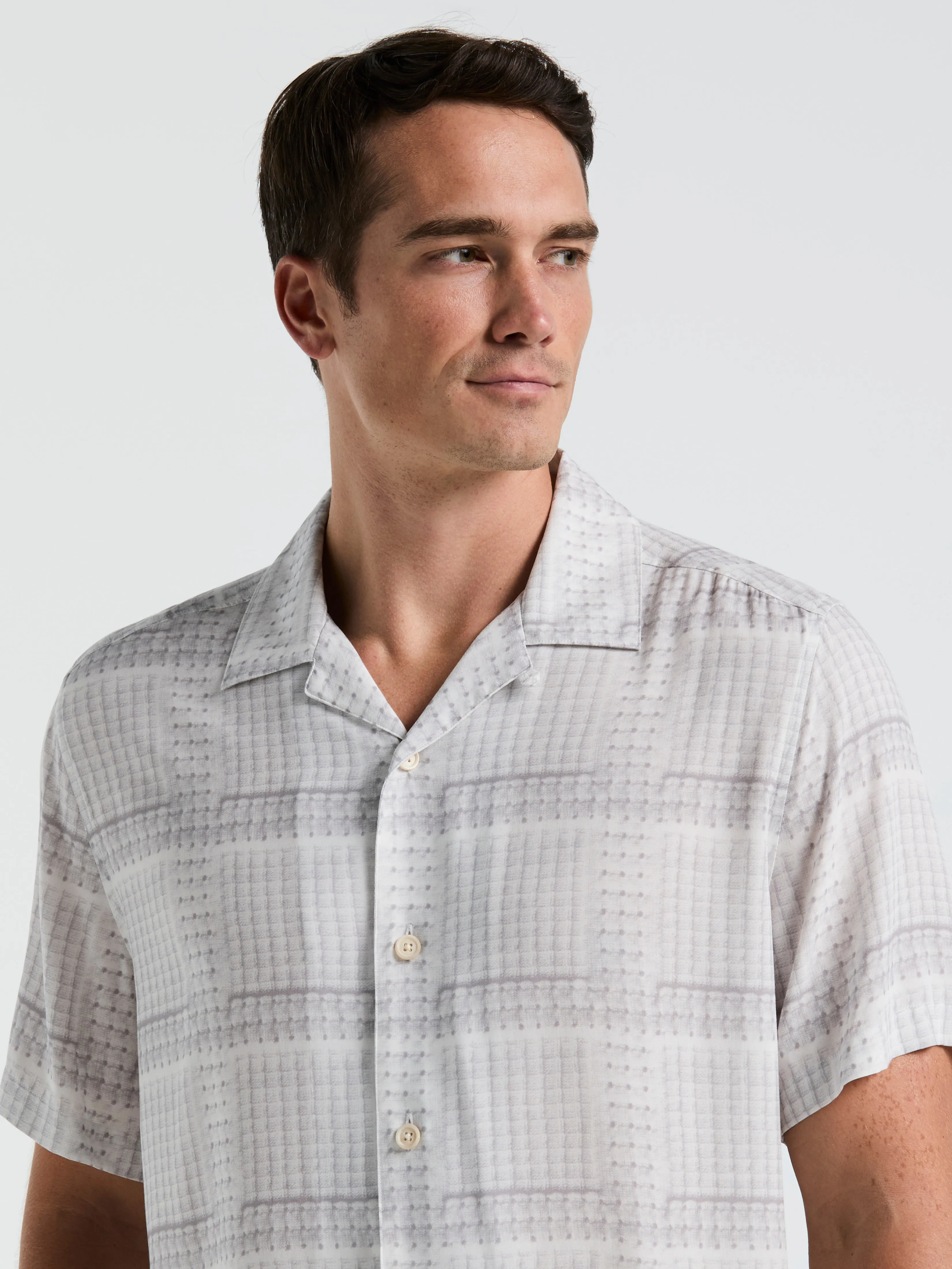 EcoVero™ Camp Collar Textured Print Shirt sold by Perry Ellis product image thumbnail 4