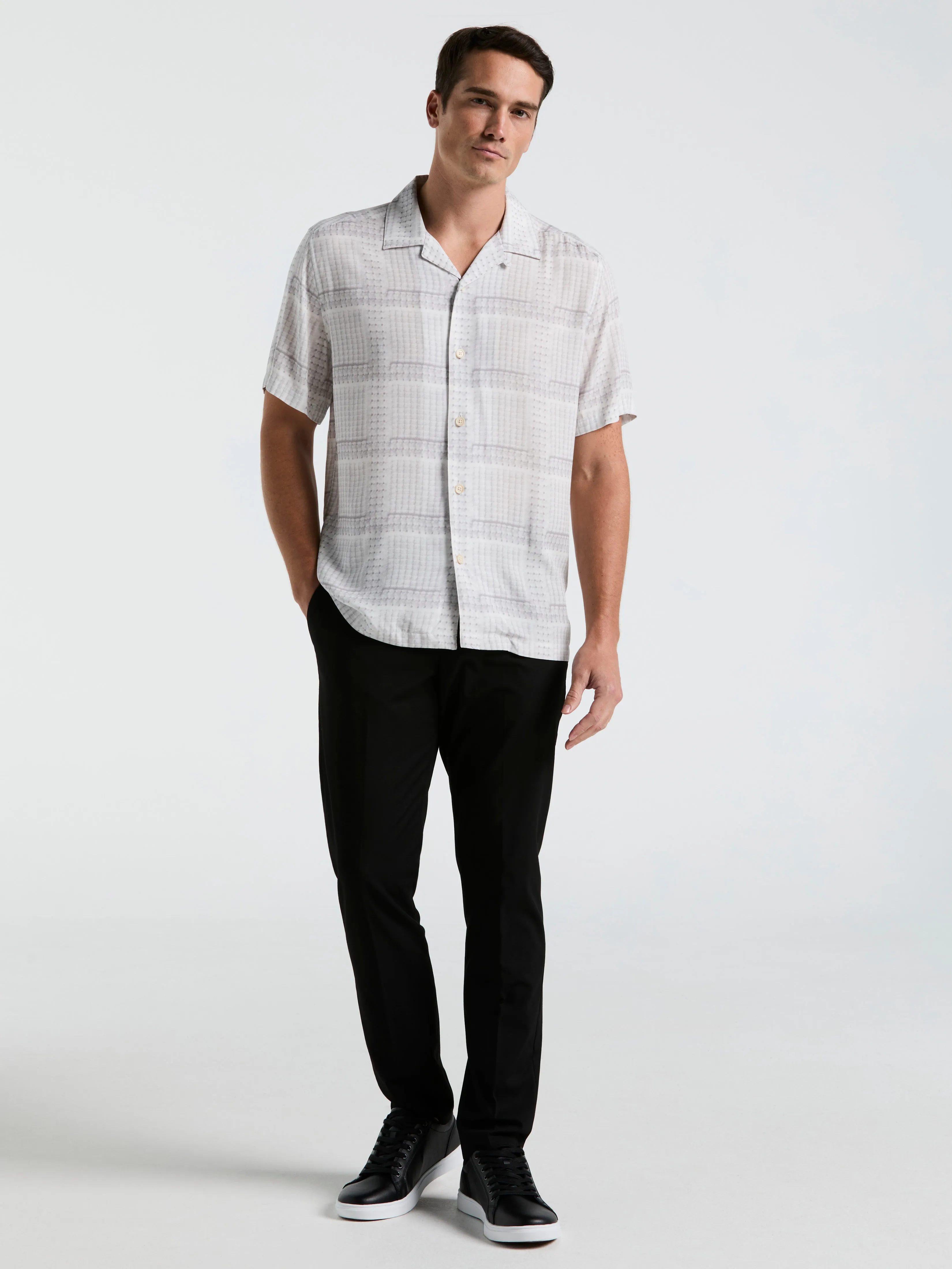 EcoVero™ Camp Collar Textured Print Shirt sold by Perry Ellis product image thumbnail 2