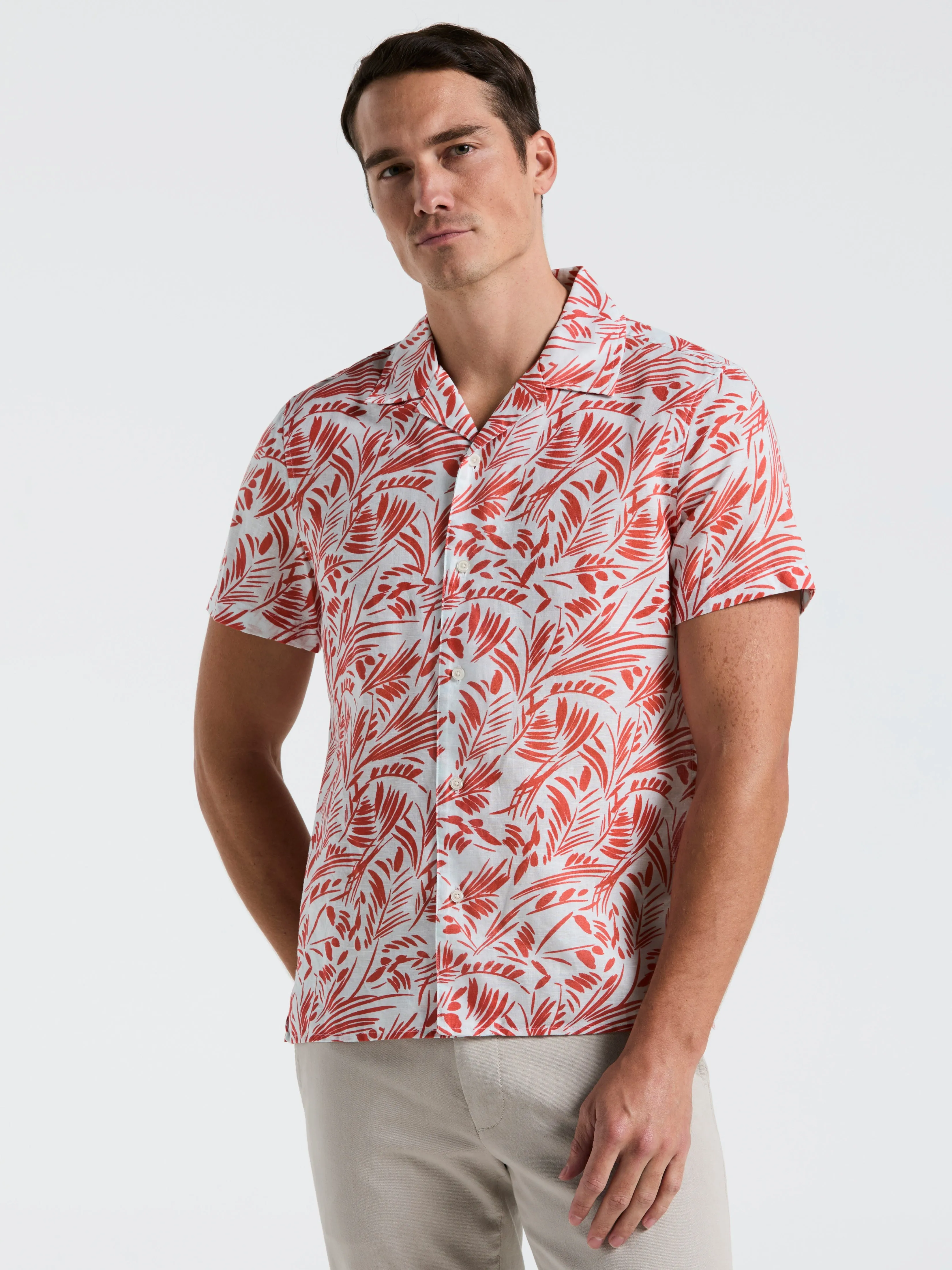Linen Abstract Leaf Print Shirt sold by Perry Ellis product image thumbnail 4
