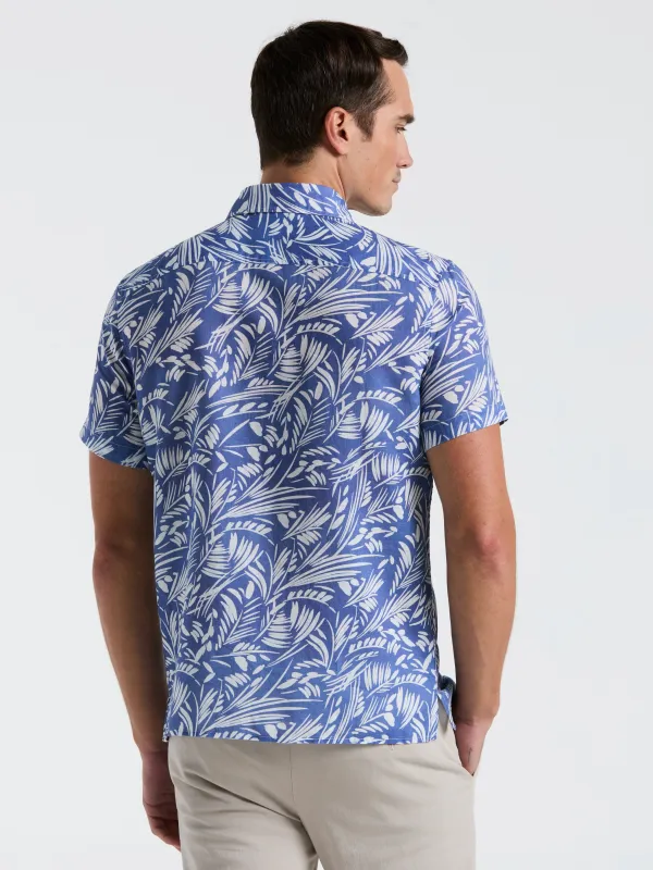 Linen Abstract Leaf Print Shirt sold by Perry Ellis