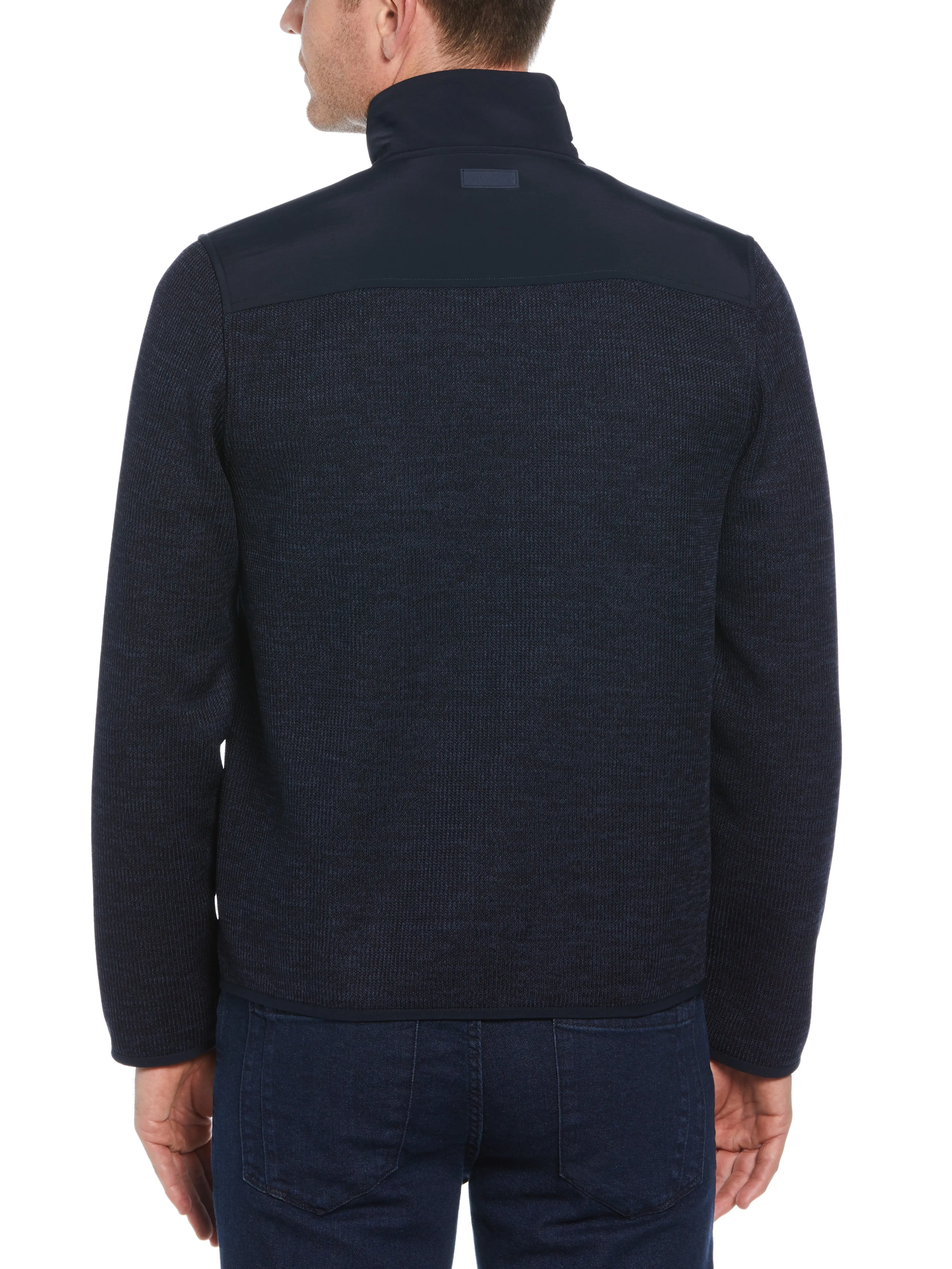 Heathered Full Zip Mock Neck Fleece Jacket sold by Perry Ellis product image thumbnail 5