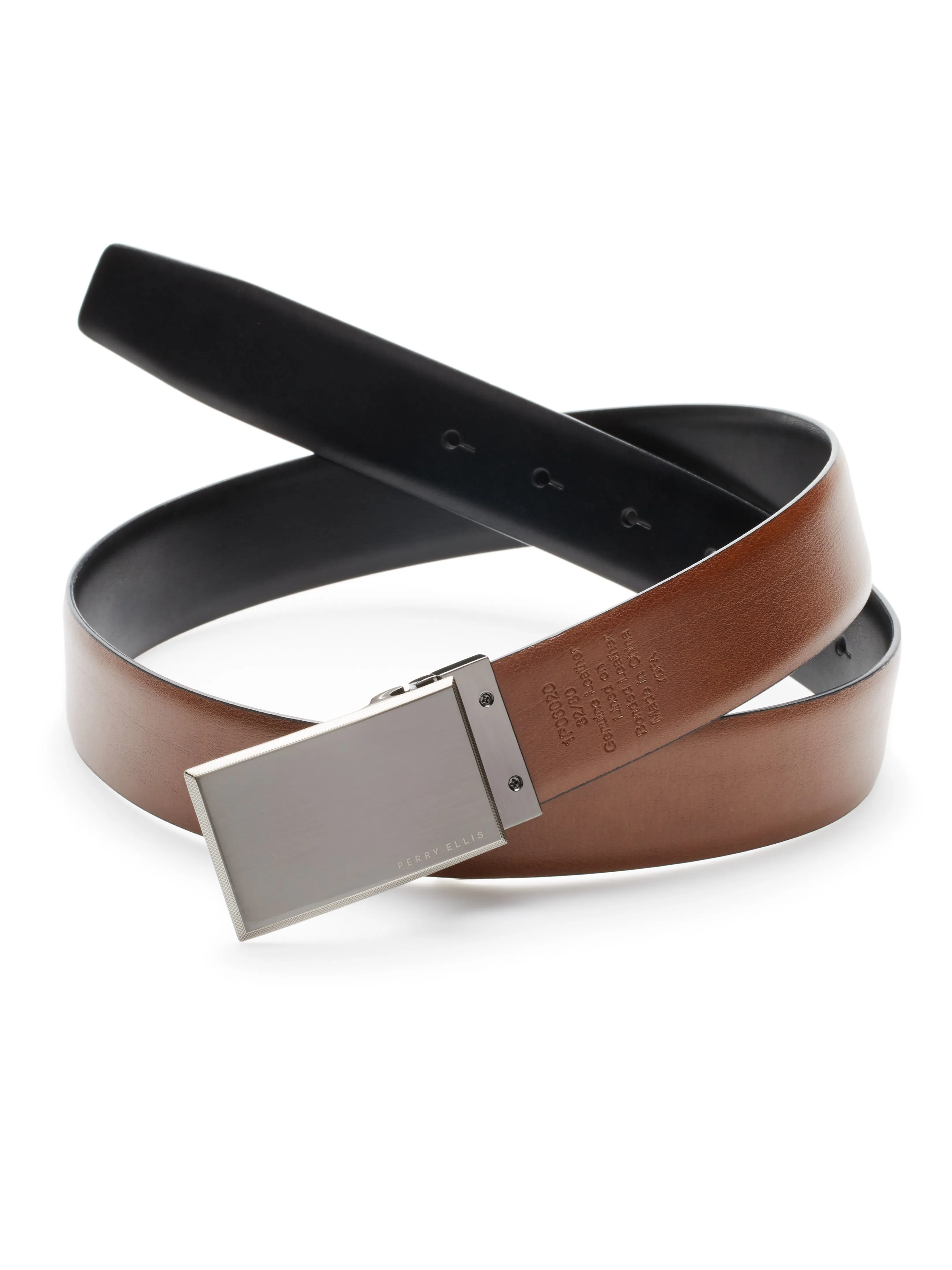 Pattern Plaque Reversible Leather Belt sold by Perry Ellis product image thumbnail 2
