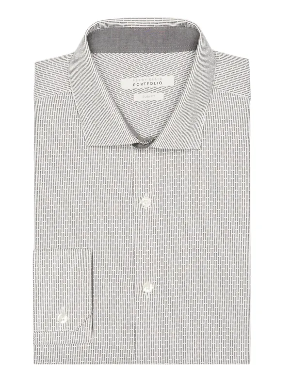 Slim Fit Mini Stripe Dobby Dress Shirt made by Perry Ellis
