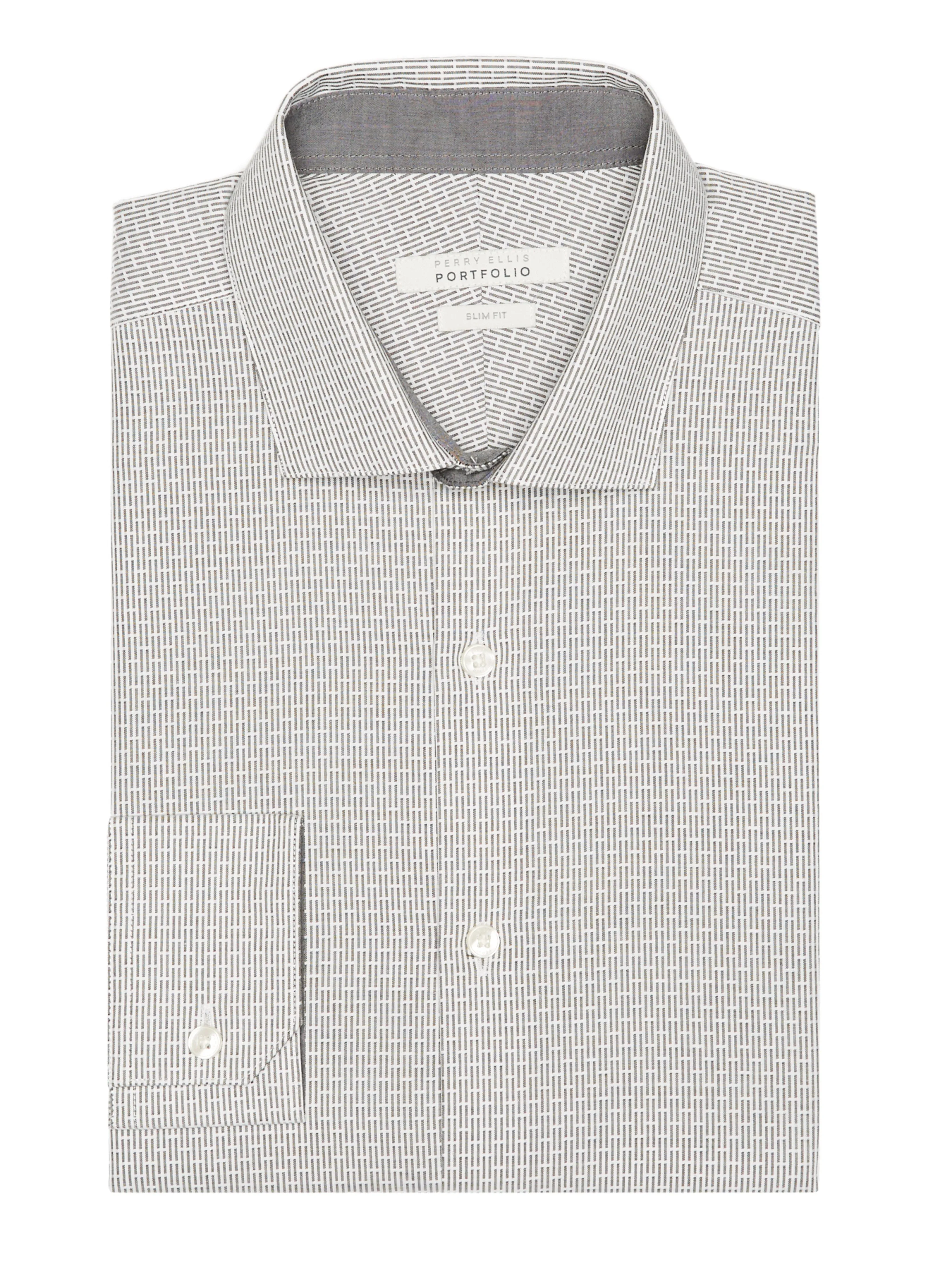 Slim Fit Mini Stripe Dobby Dress Shirt sold by Perry Ellis