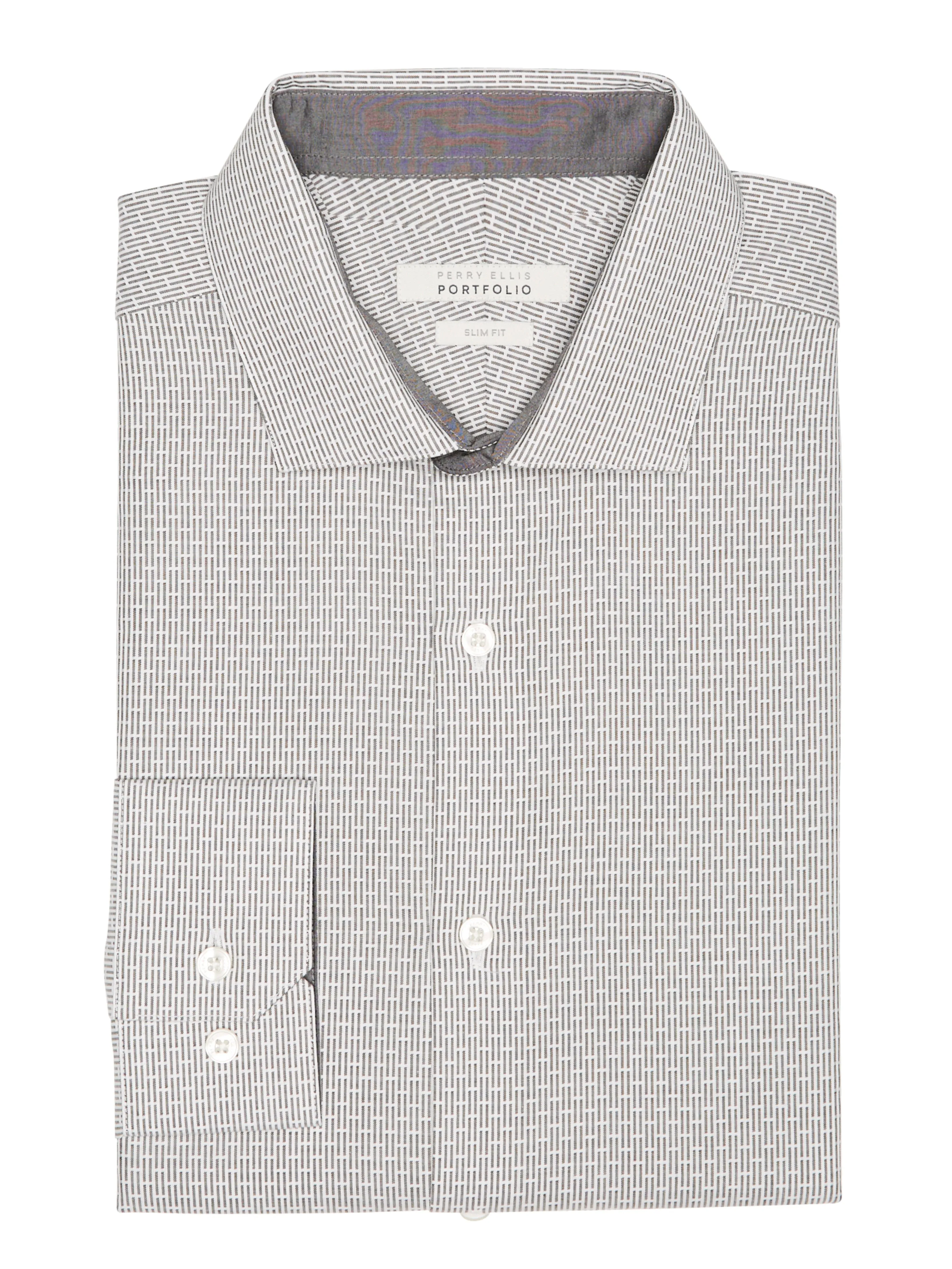 Slim Fit Mini Stripe Dobby Dress Shirt sold by Perry Ellis product image thumbnail 2