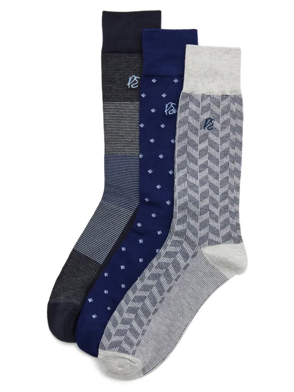 3 Pack Herringbone Logo Socks sold by Perry Ellis
