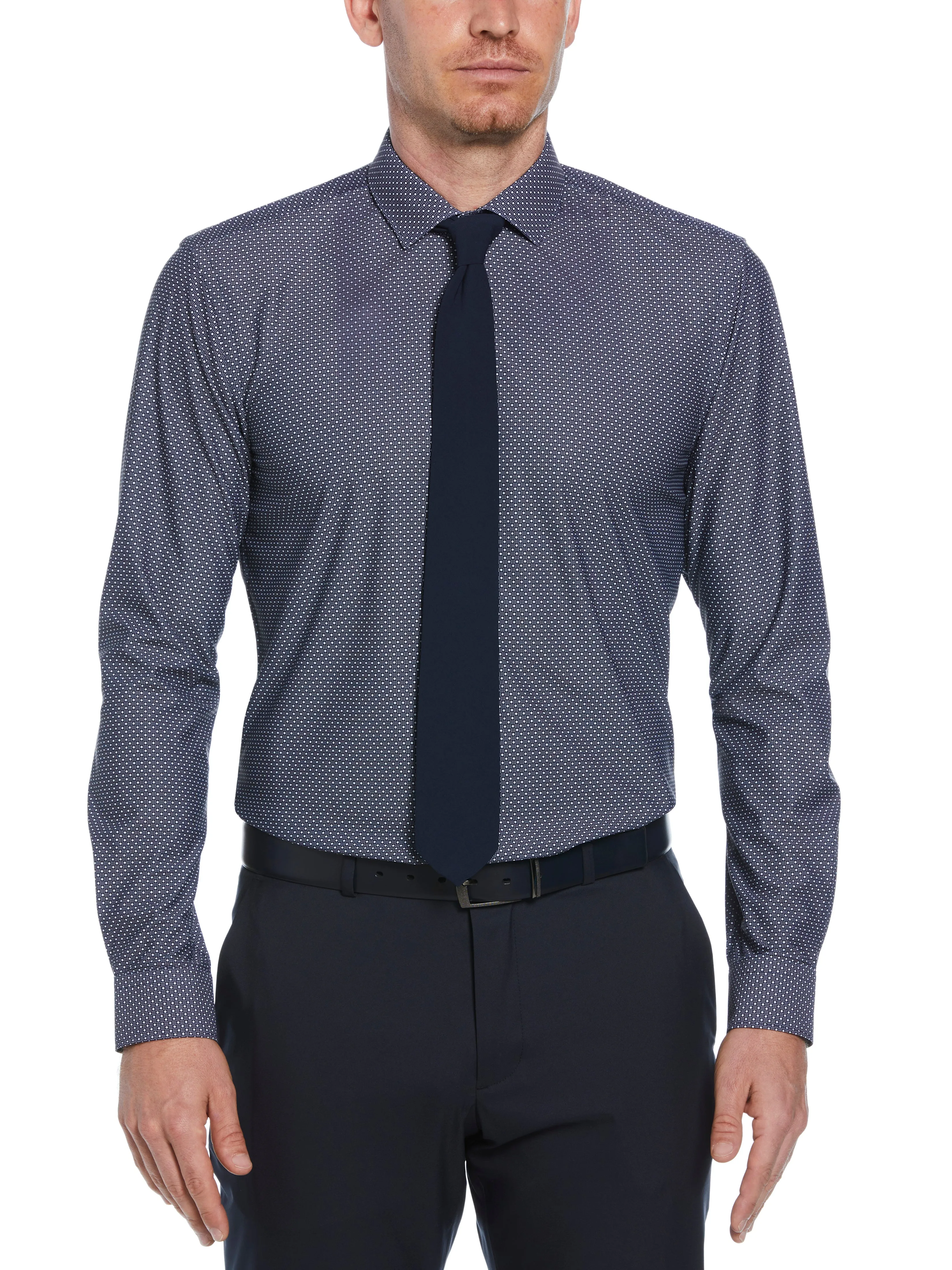 Slim Fit Knit Black and White Dot Dress Shirt sold by Perry Ellis