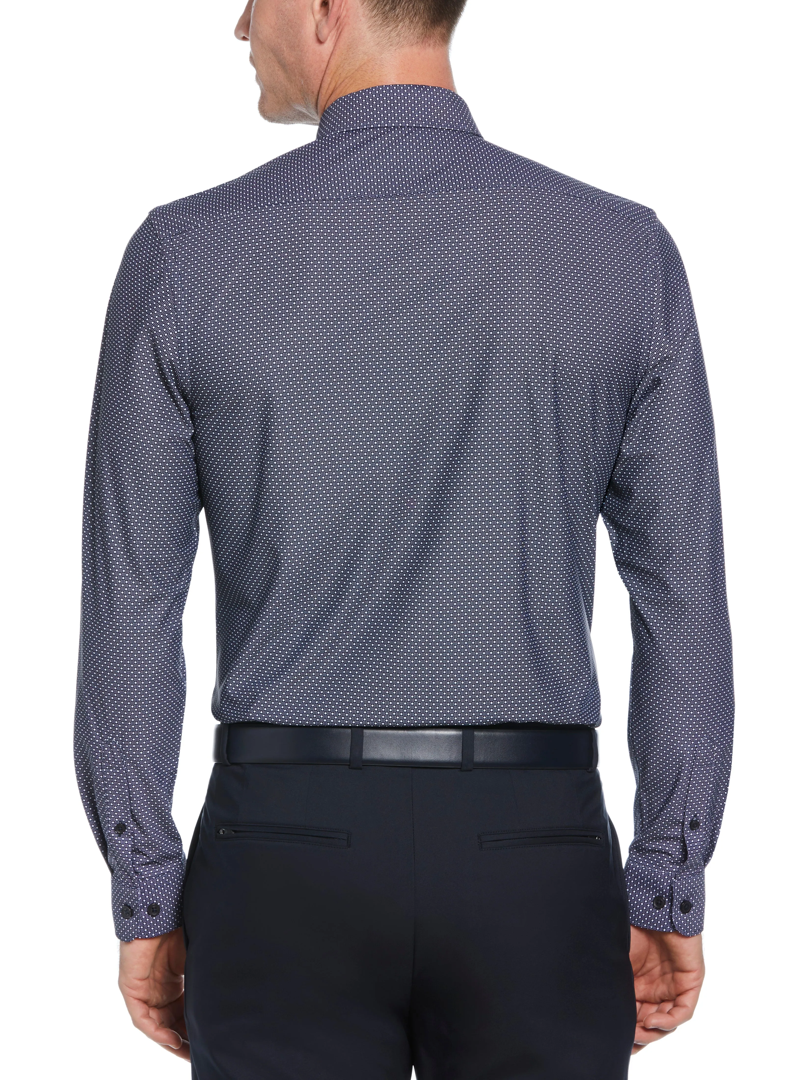 Slim Fit Knit Black and White Dot Dress Shirt sold by Perry Ellis product image thumbnail 2