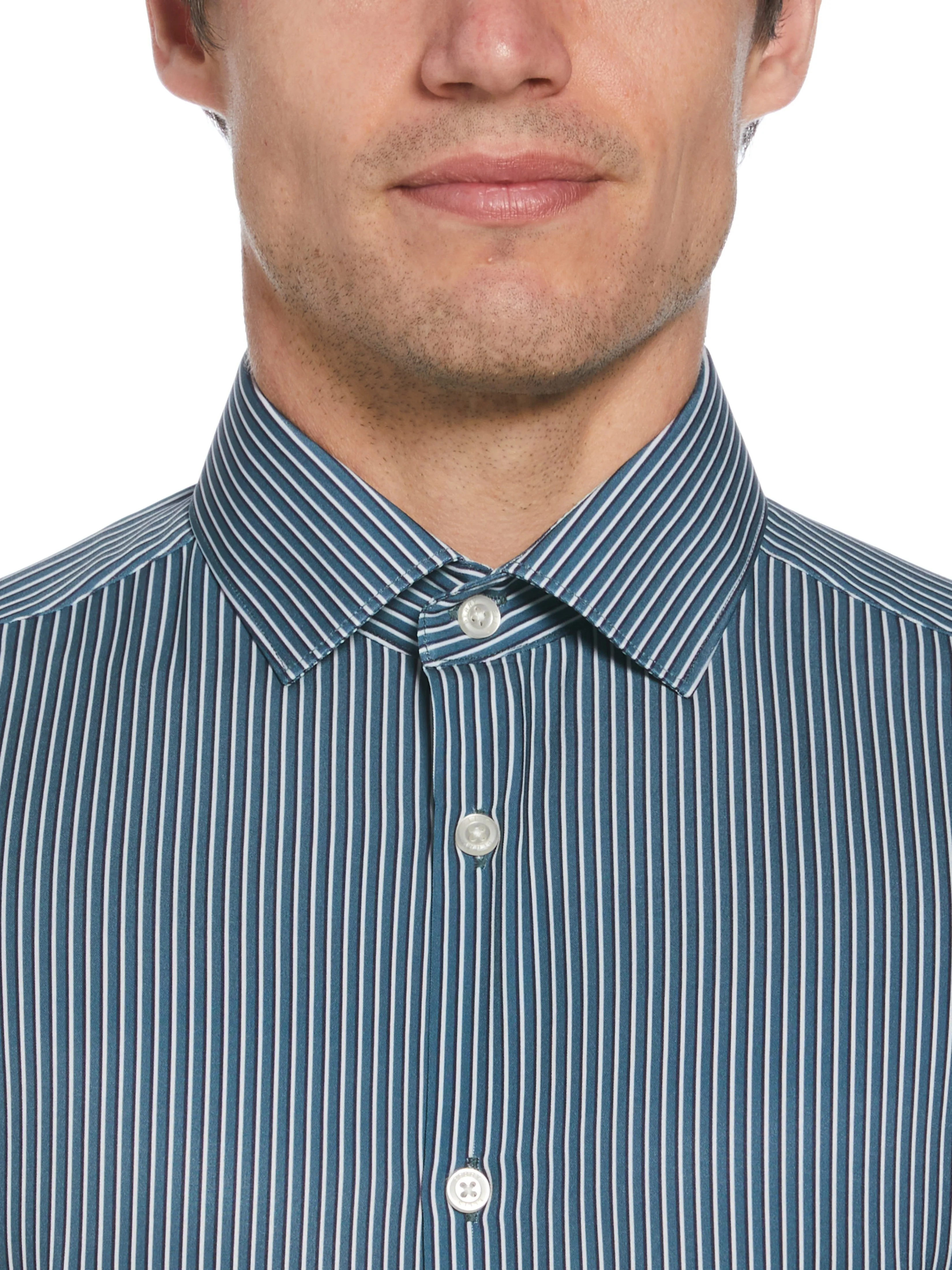 Slim Fit Total Stretch Tri-Color Striped Print Dress Shirt sold by Perry Ellis product image thumbnail 2
