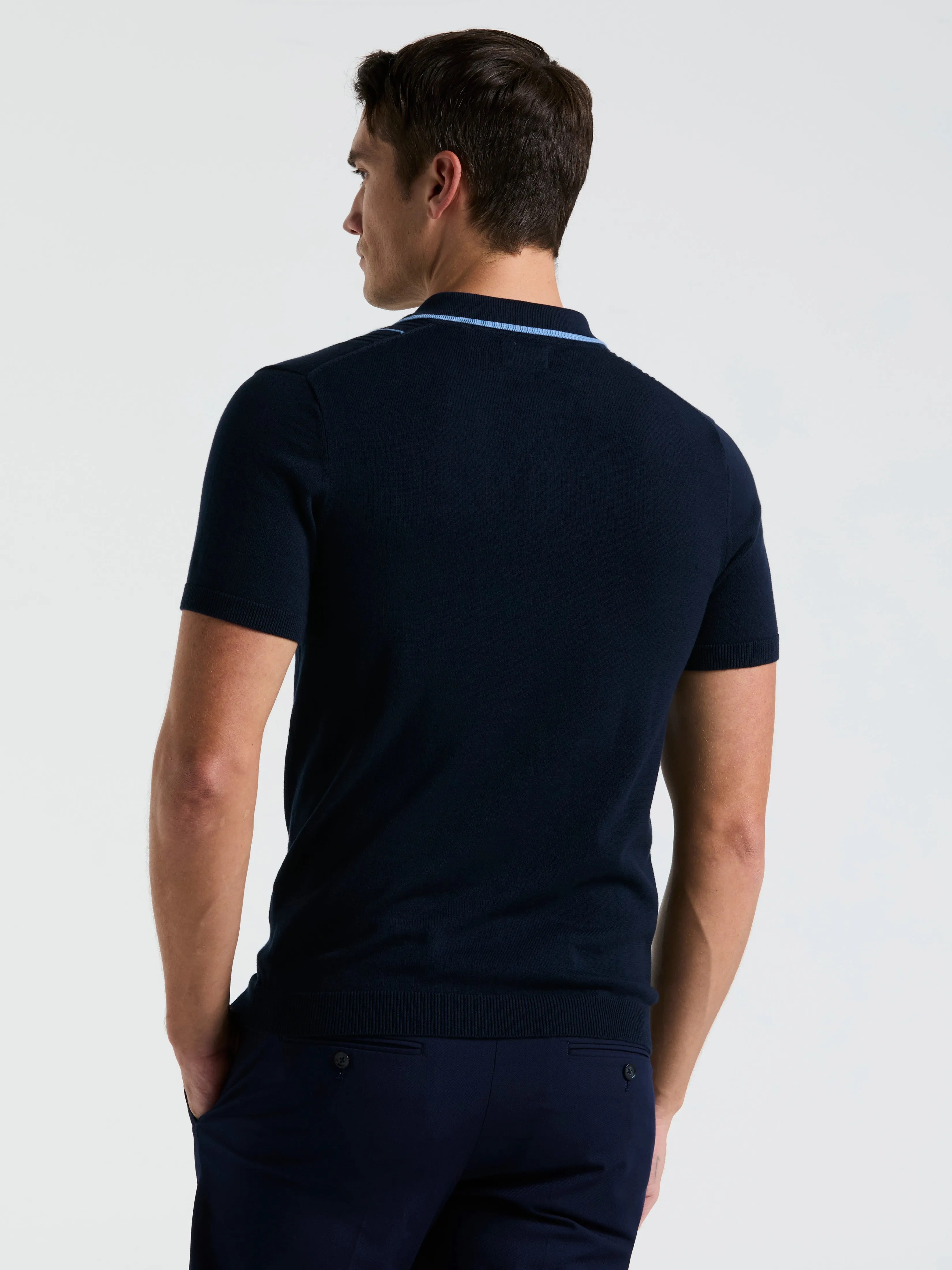 Cotton Mesh Vertical Stripe Print Button Polo sold by Perry Ellis product image thumbnail 4