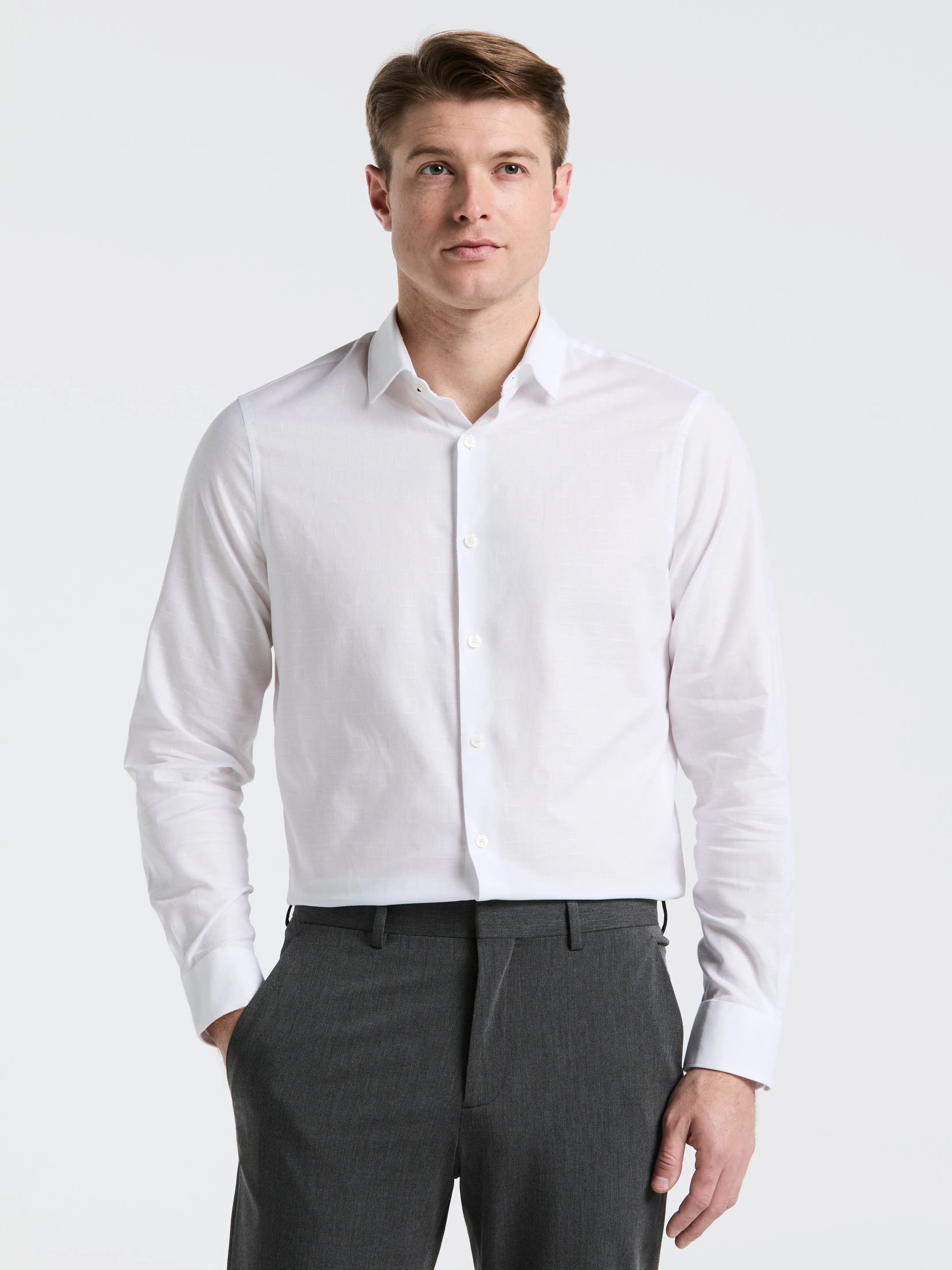 Cotton Dobby Untucked Shirt sold by Perry Ellis product image thumbnail 2