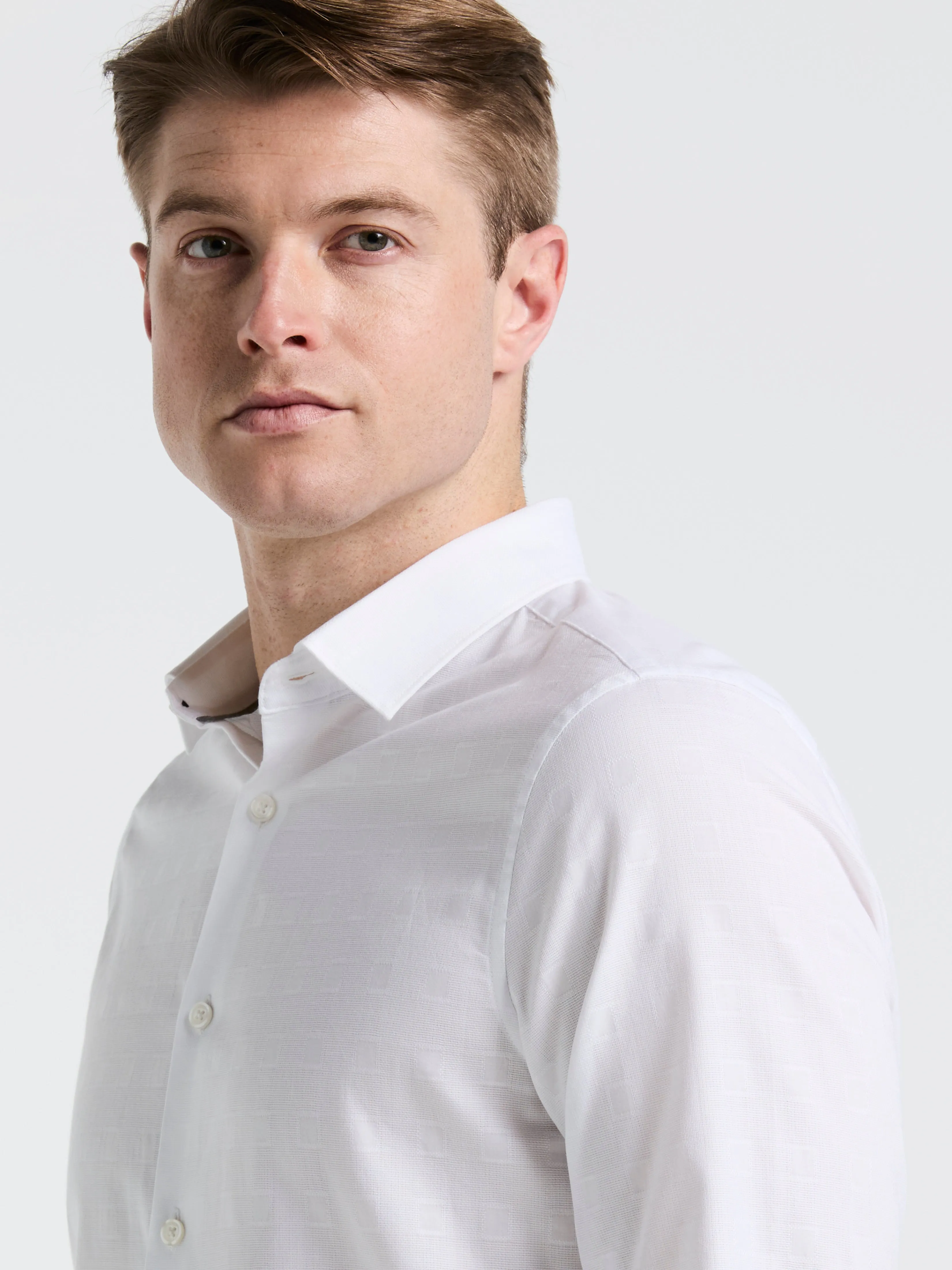 Cotton Dobby Untucked Shirt sold by Perry Ellis