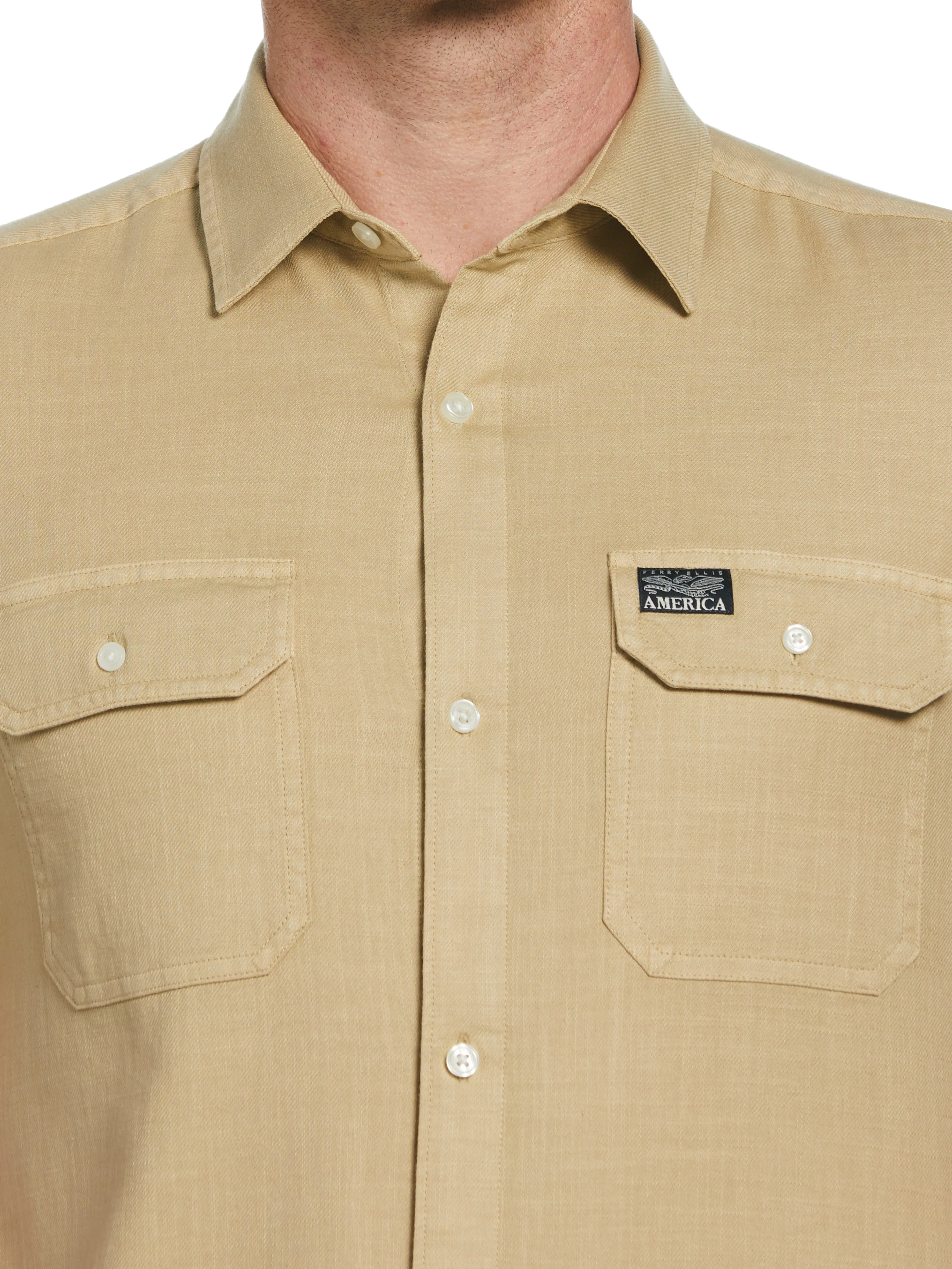 Cotton Slub Twill Shirt sold by Perry Ellis product image thumbnail 2