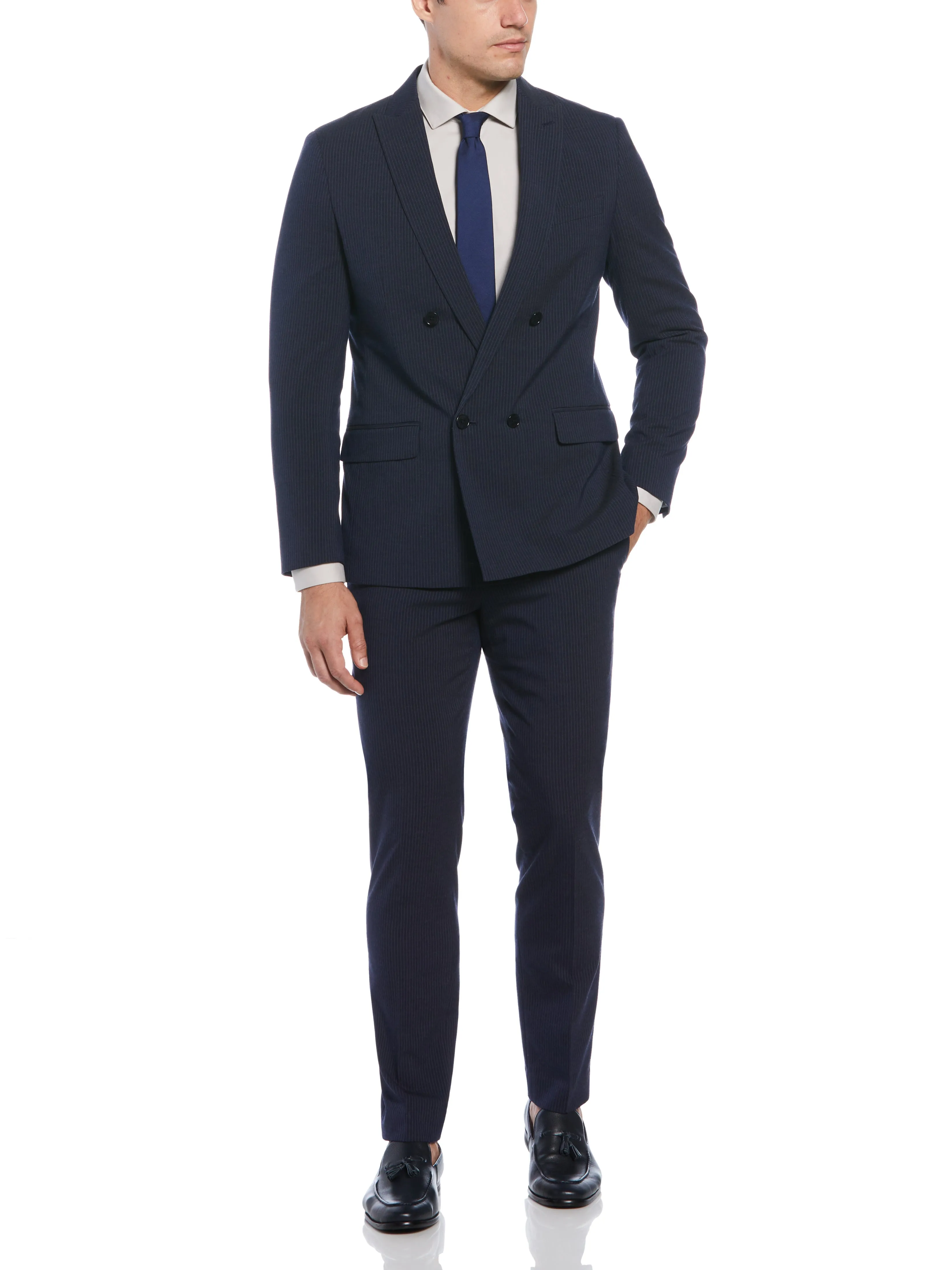 Slim Fit Double Breasted Pinstripe Suit Jacket sold by Perry Ellis product image thumbnail 4