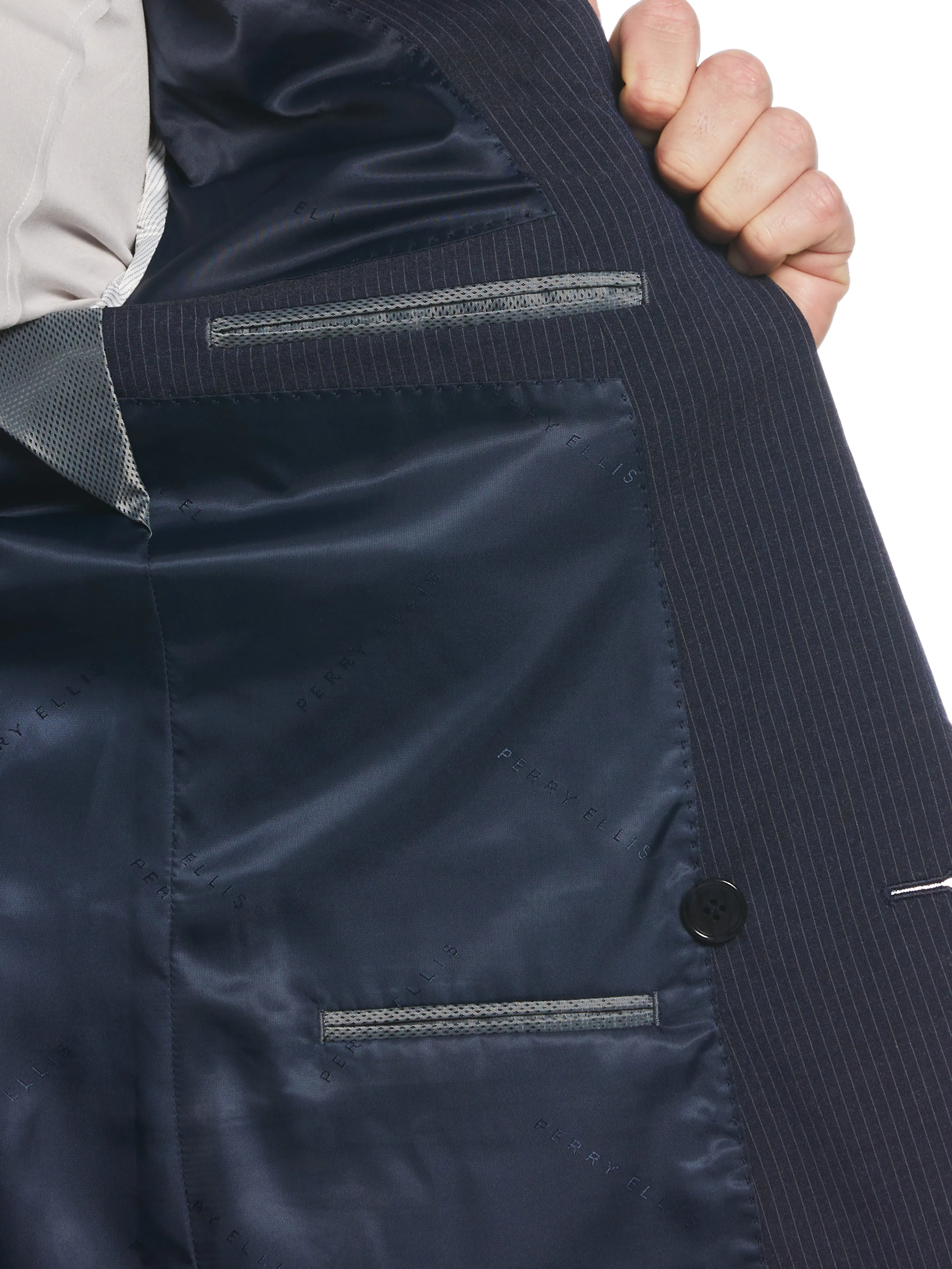 Slim Fit Double Breasted Pinstripe Suit Jacket sold by Perry Ellis product image thumbnail 2