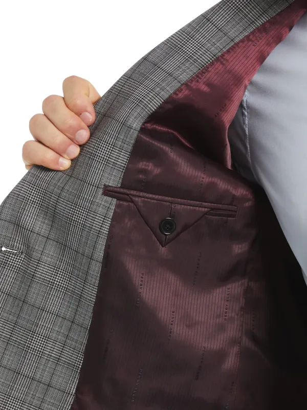 Skinny Fit Double Breasted Notch Collar Plaid Suit Jacket sold by Perry Ellis