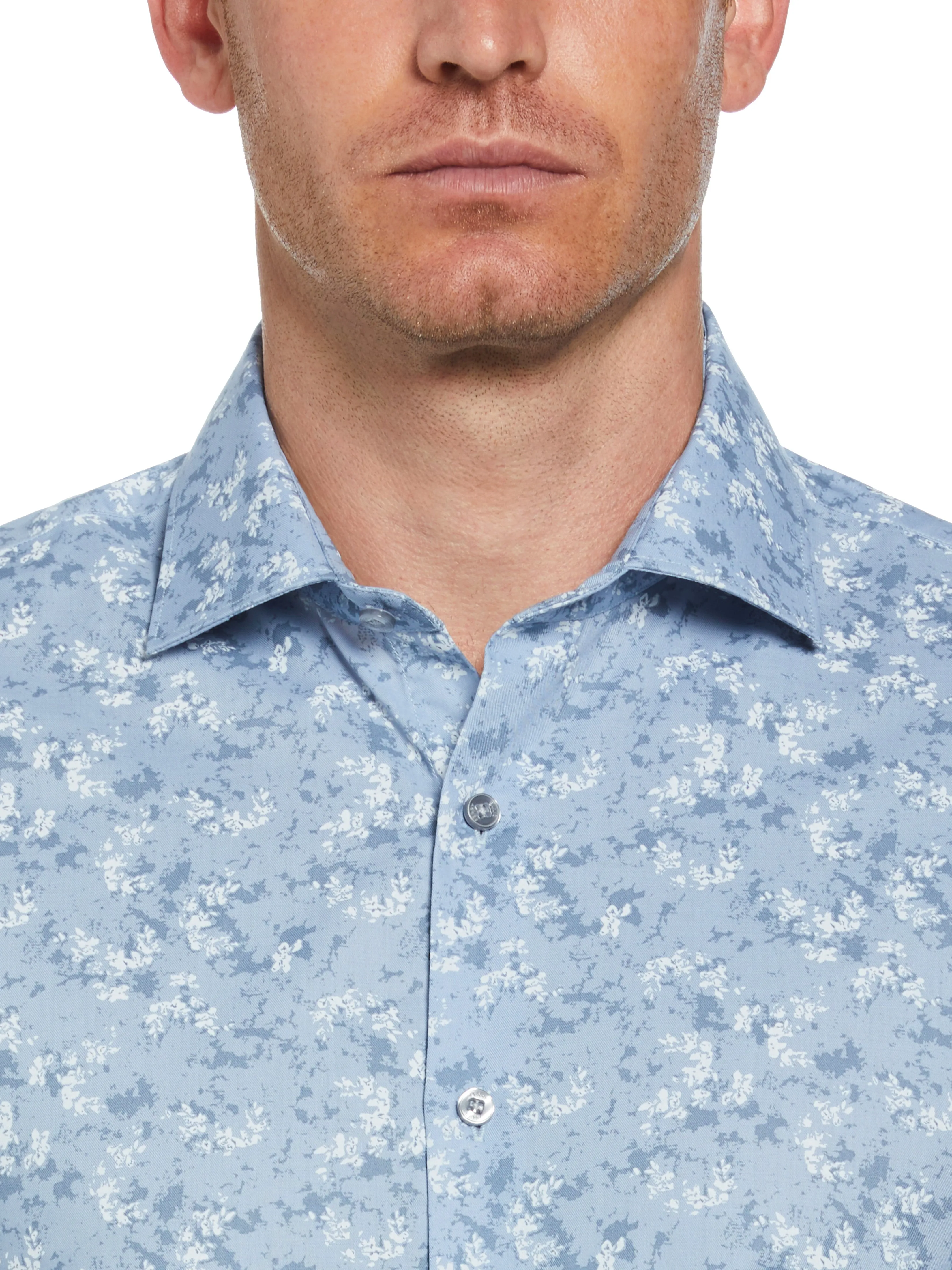 Slim Fit Button-Down Painterly Floral Print Dress Shirt sold by Perry Ellis product image thumbnail 3