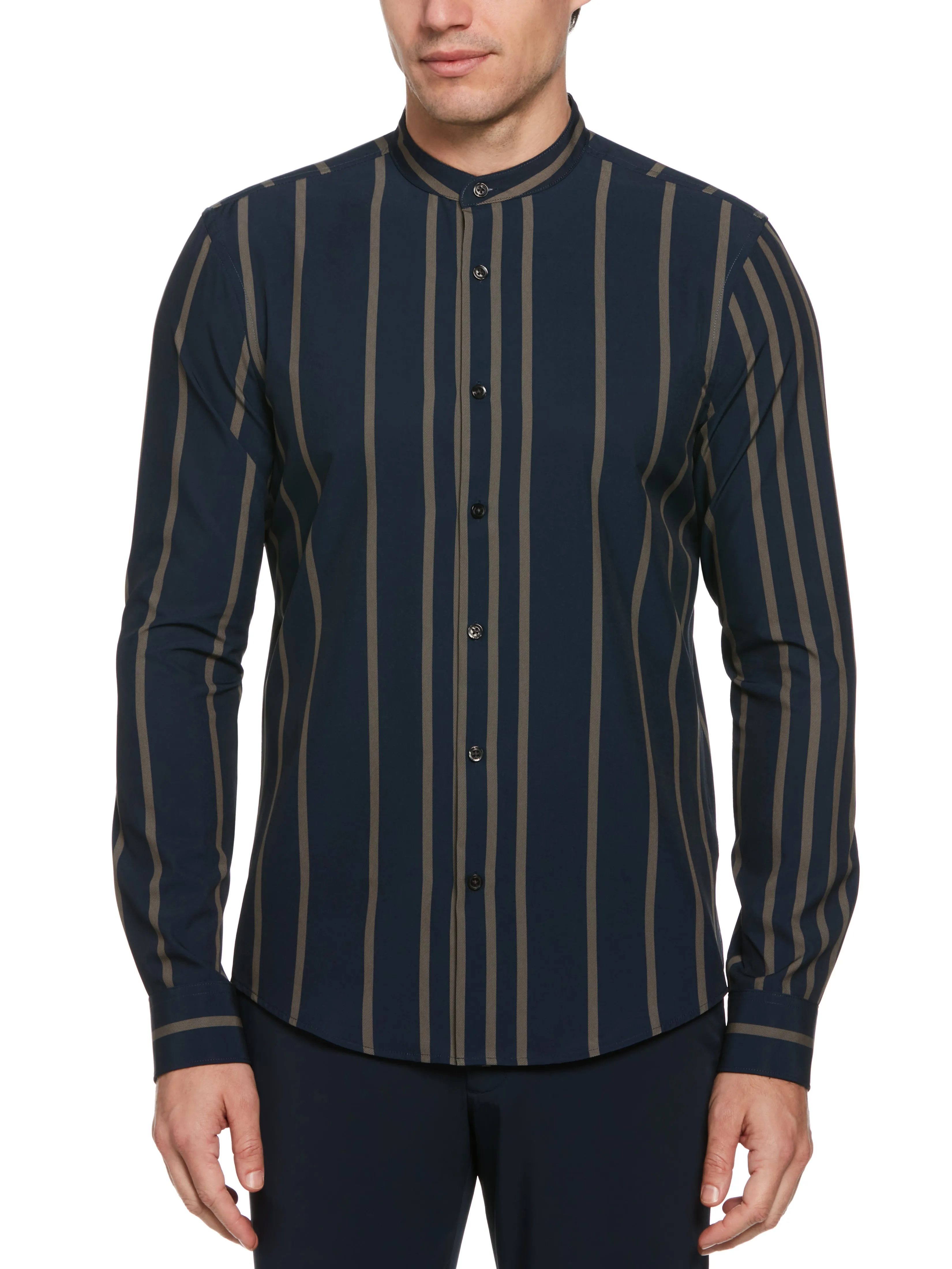 Slim Fit Total Stretch Striped Banded Collar Shirt sold by Perry Ellis product image thumbnail 2