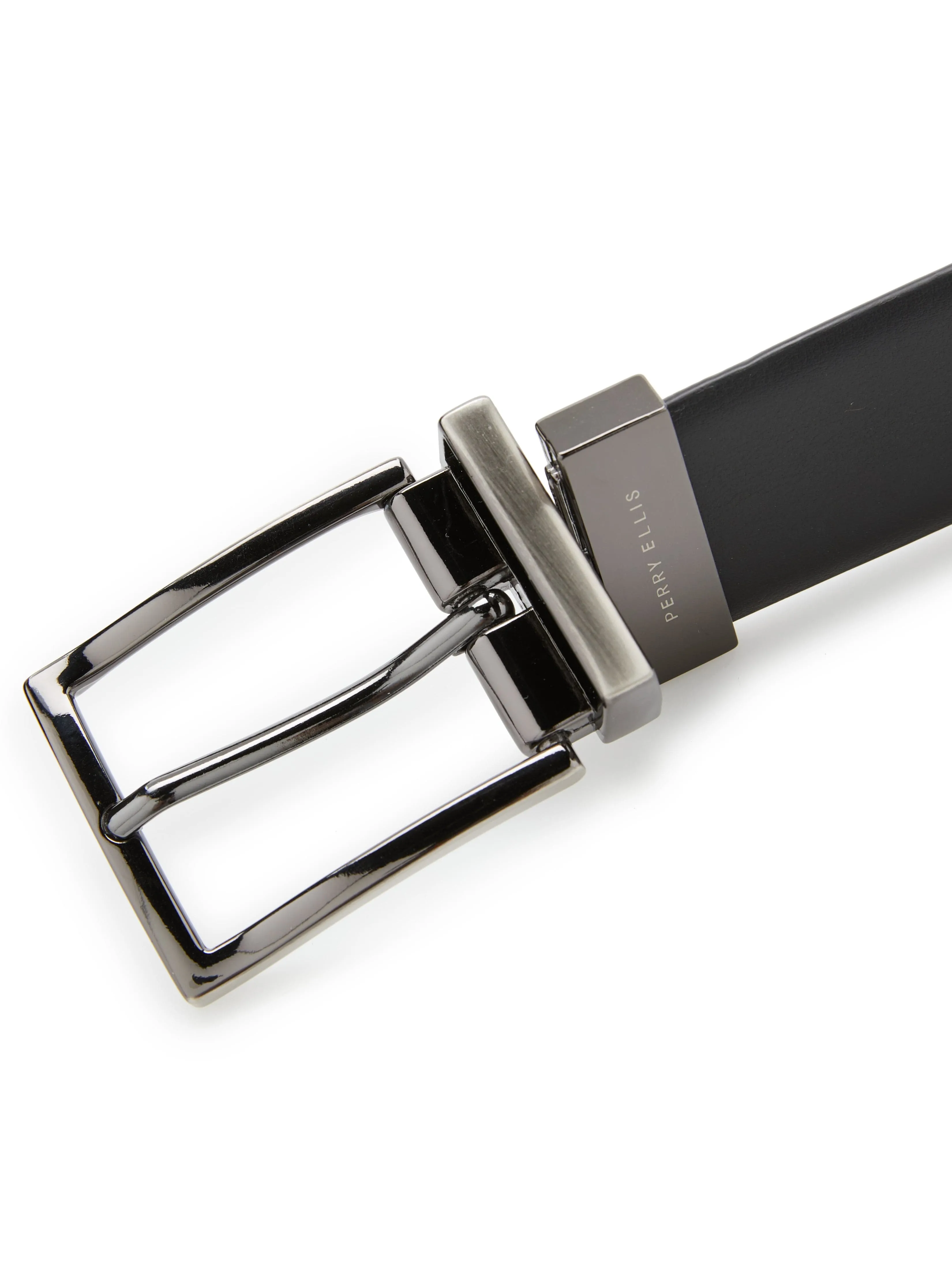 Wavy Black Leather Belt sold by Perry Ellis product image thumbnail 3