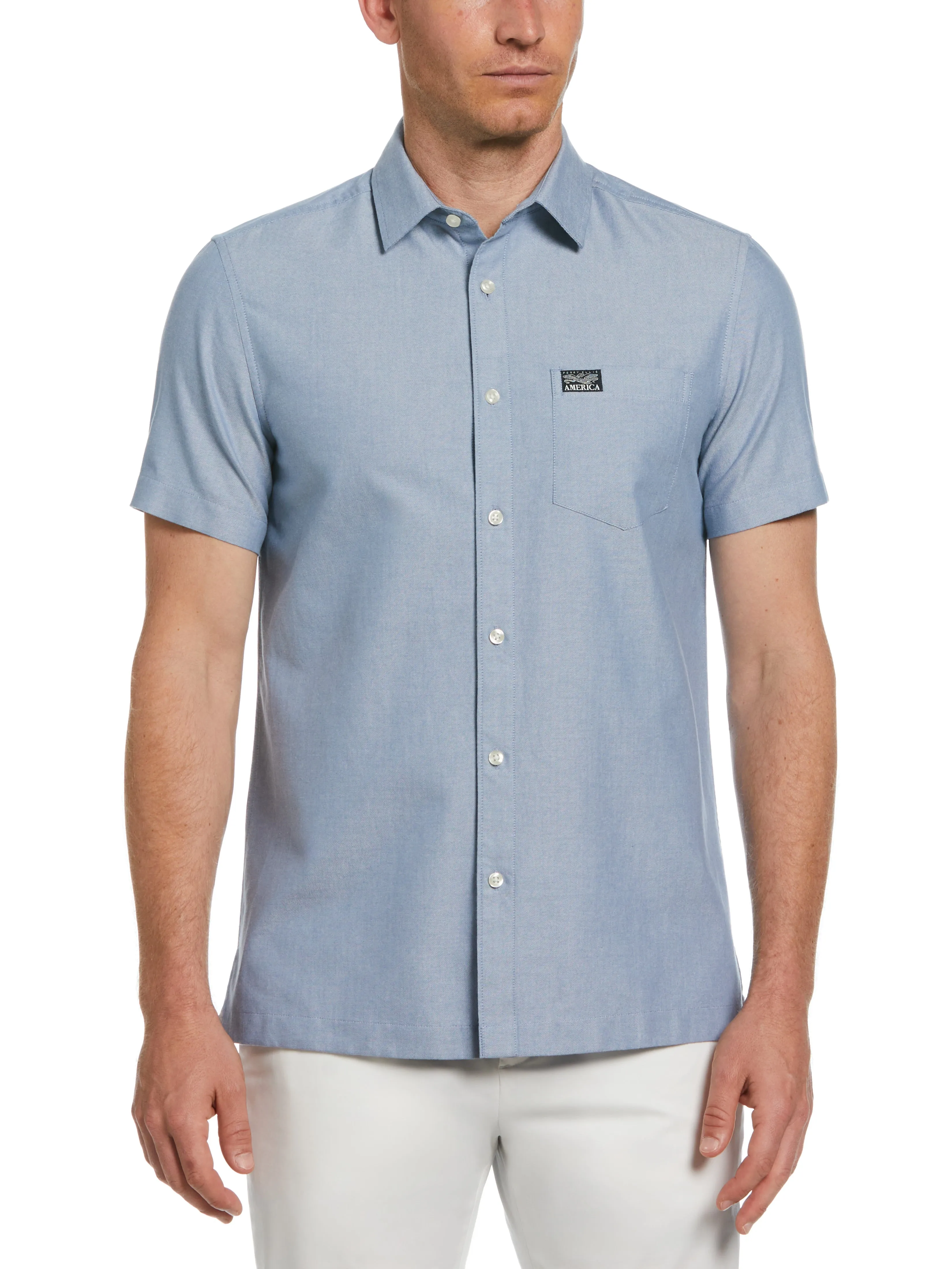 Short Sleeve Solid Oxford Shirt sold by Perry Ellis product image thumbnail 4