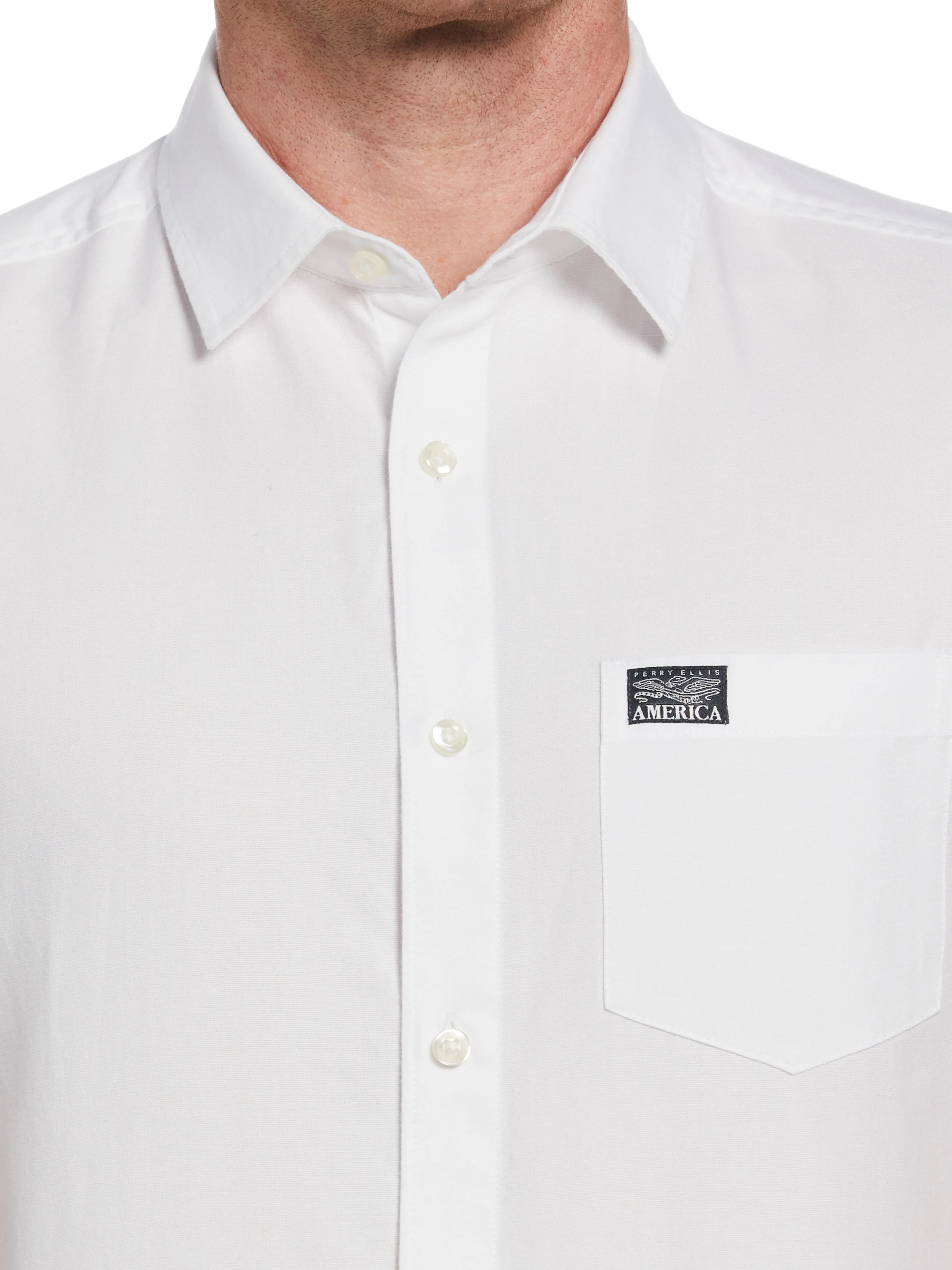 Short Sleeve Solid Oxford Shirt sold by Perry Ellis product image thumbnail 2