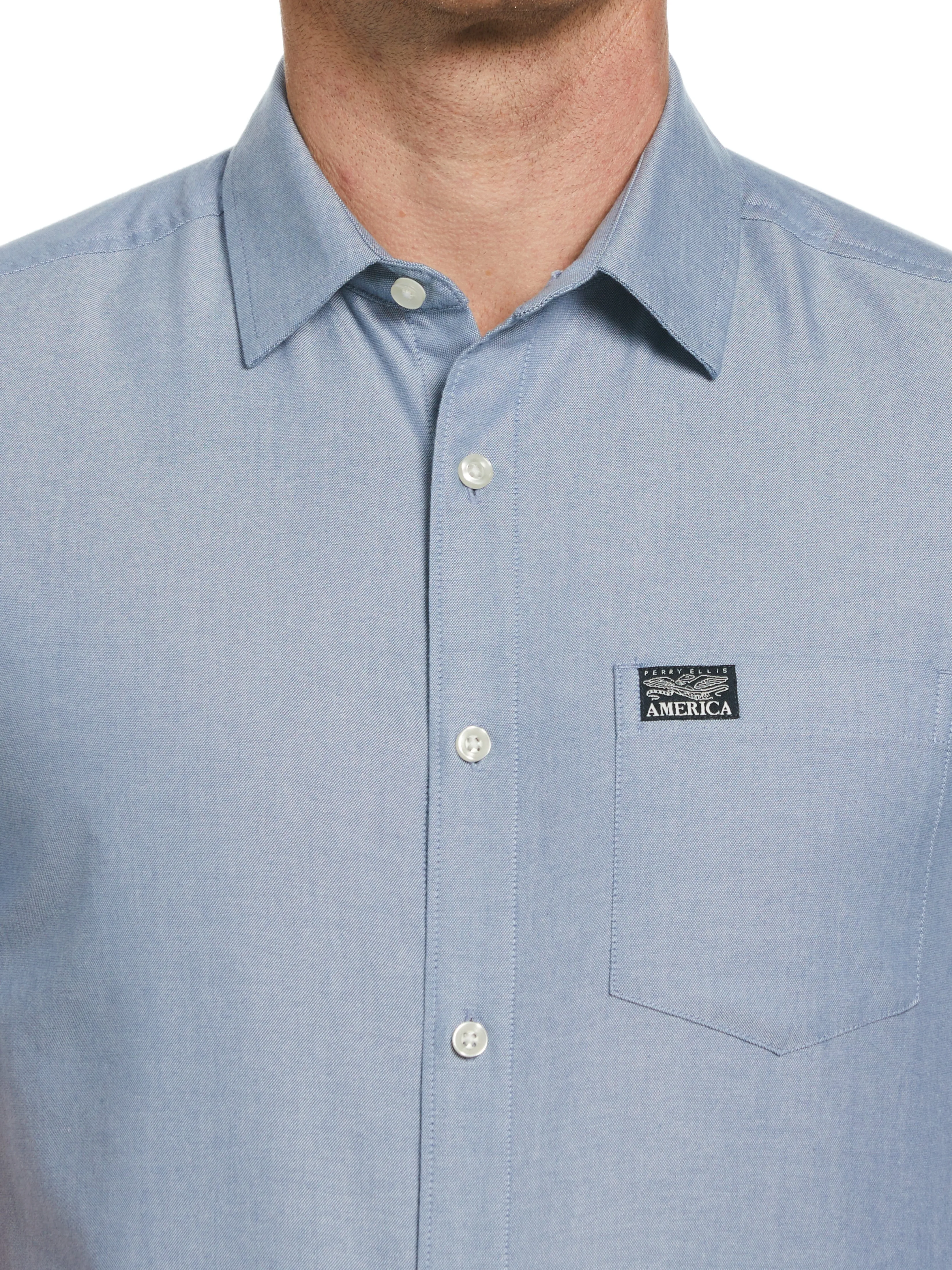 Short Sleeve Solid Oxford Shirt sold by Perry Ellis