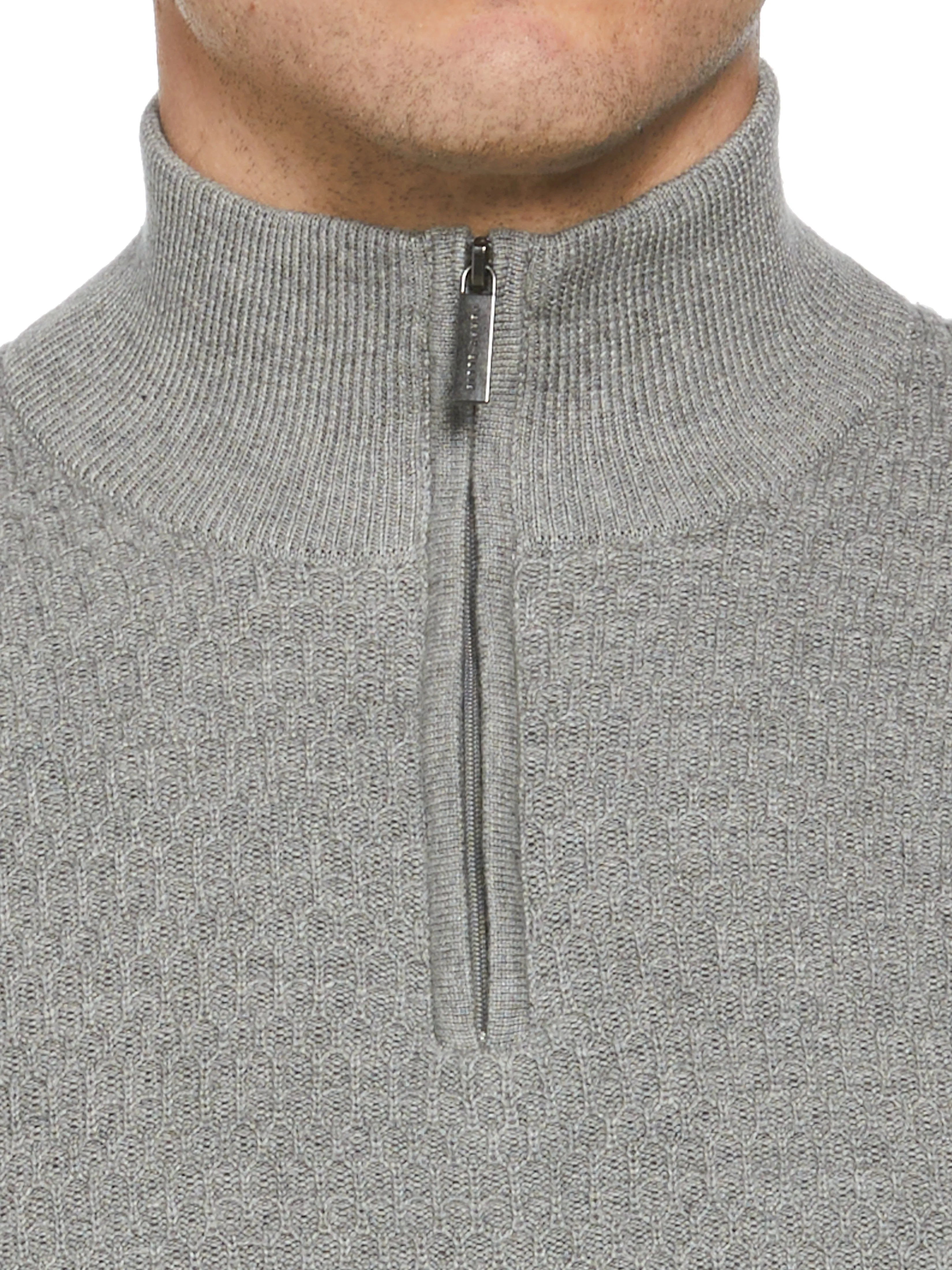 Ribbed Mock Neck Quarter Zip Sweater sold by Perry Ellis product image thumbnail 2