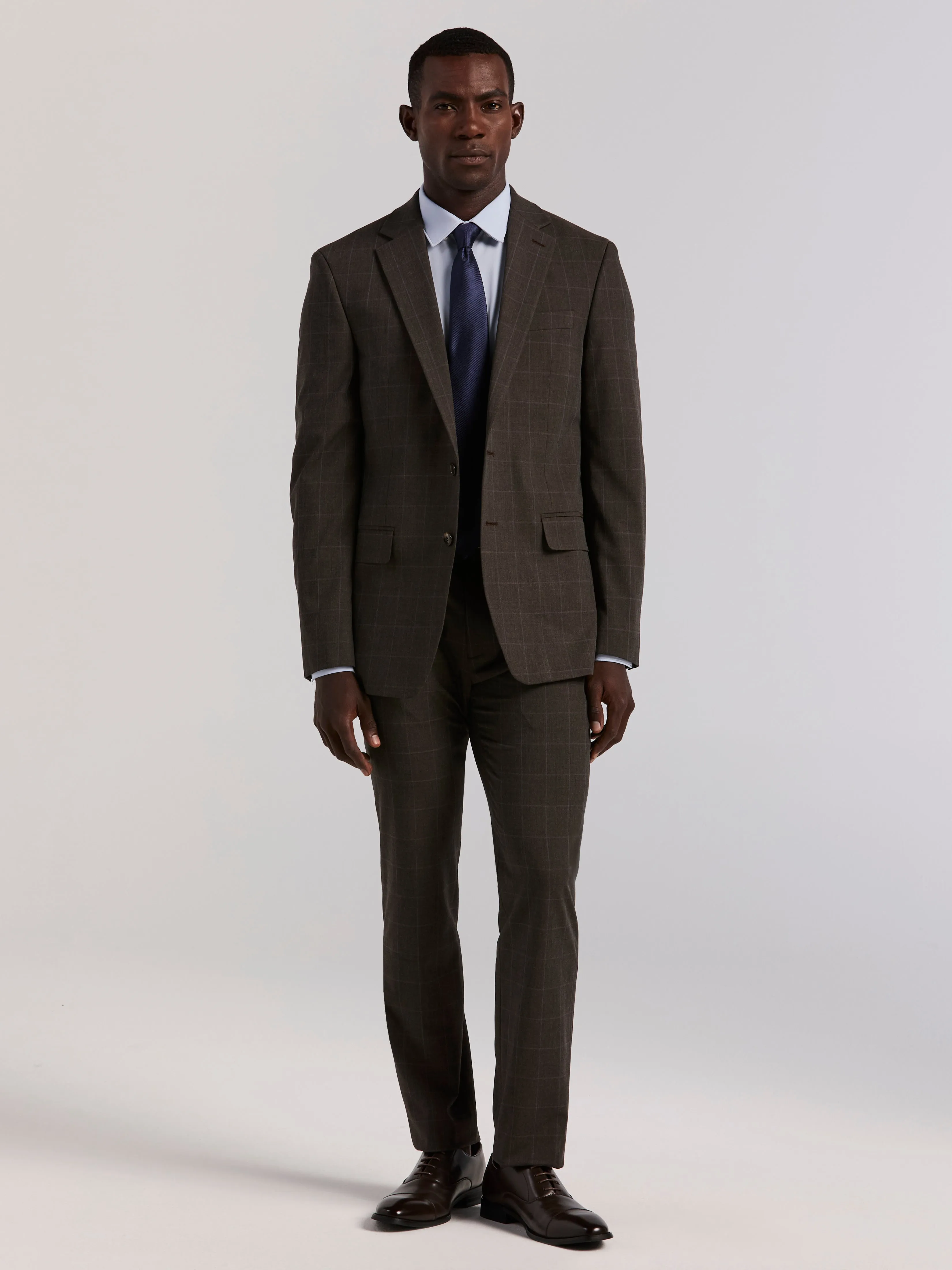 Slim Fit Brown Windowpane Suit Jacket sold by Perry Ellis product image thumbnail 5