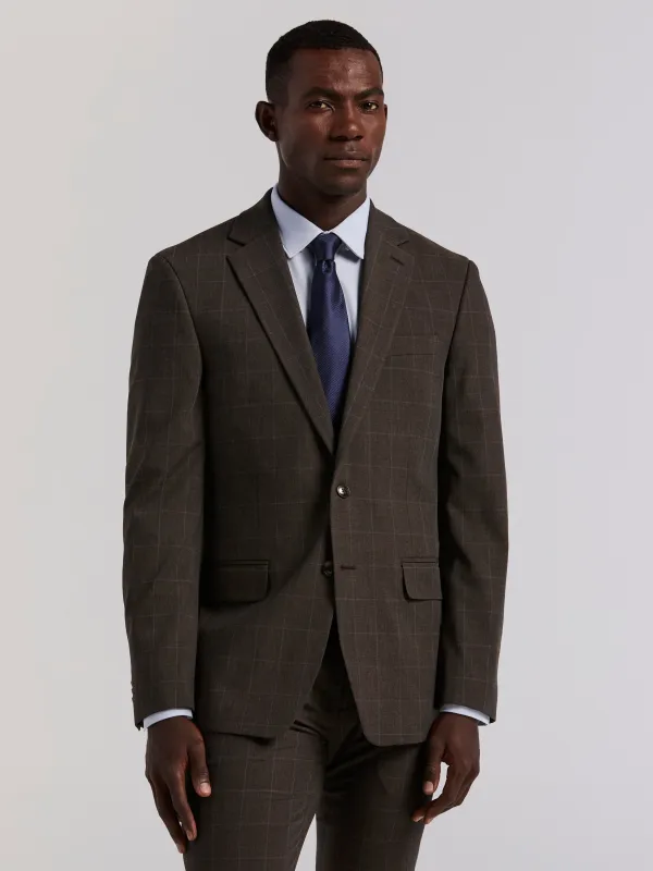 Slim Fit Brown Windowpane Suit Jacket sold by Perry Ellis