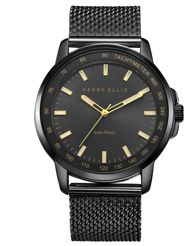 Solar Powered Gunpowder Stainless Steel Mesh Bracelet Watch sold by Perry Ellis