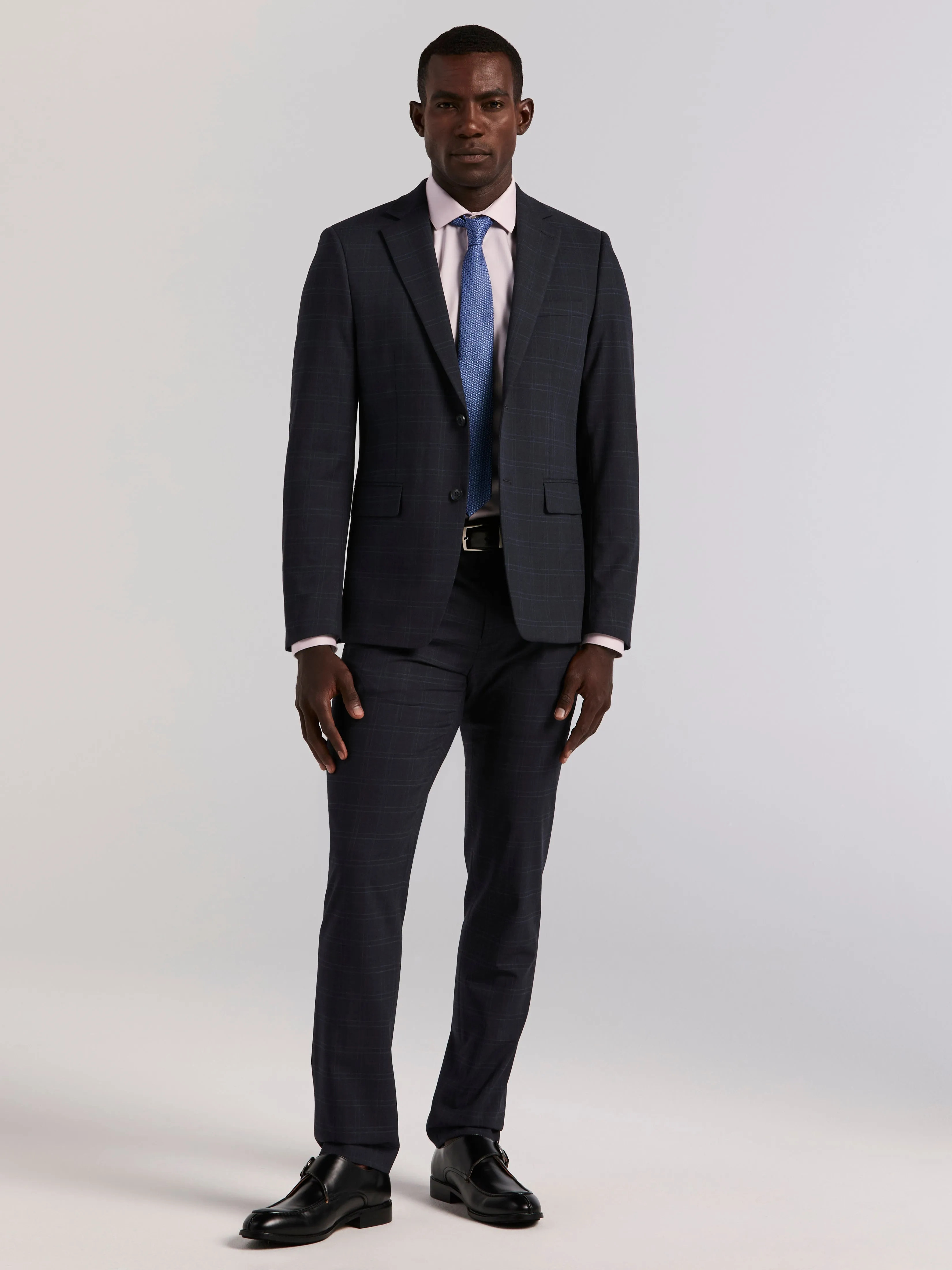 Skinny Fit Navy Plaid Suit Pant sold by Perry Ellis product image thumbnail 5