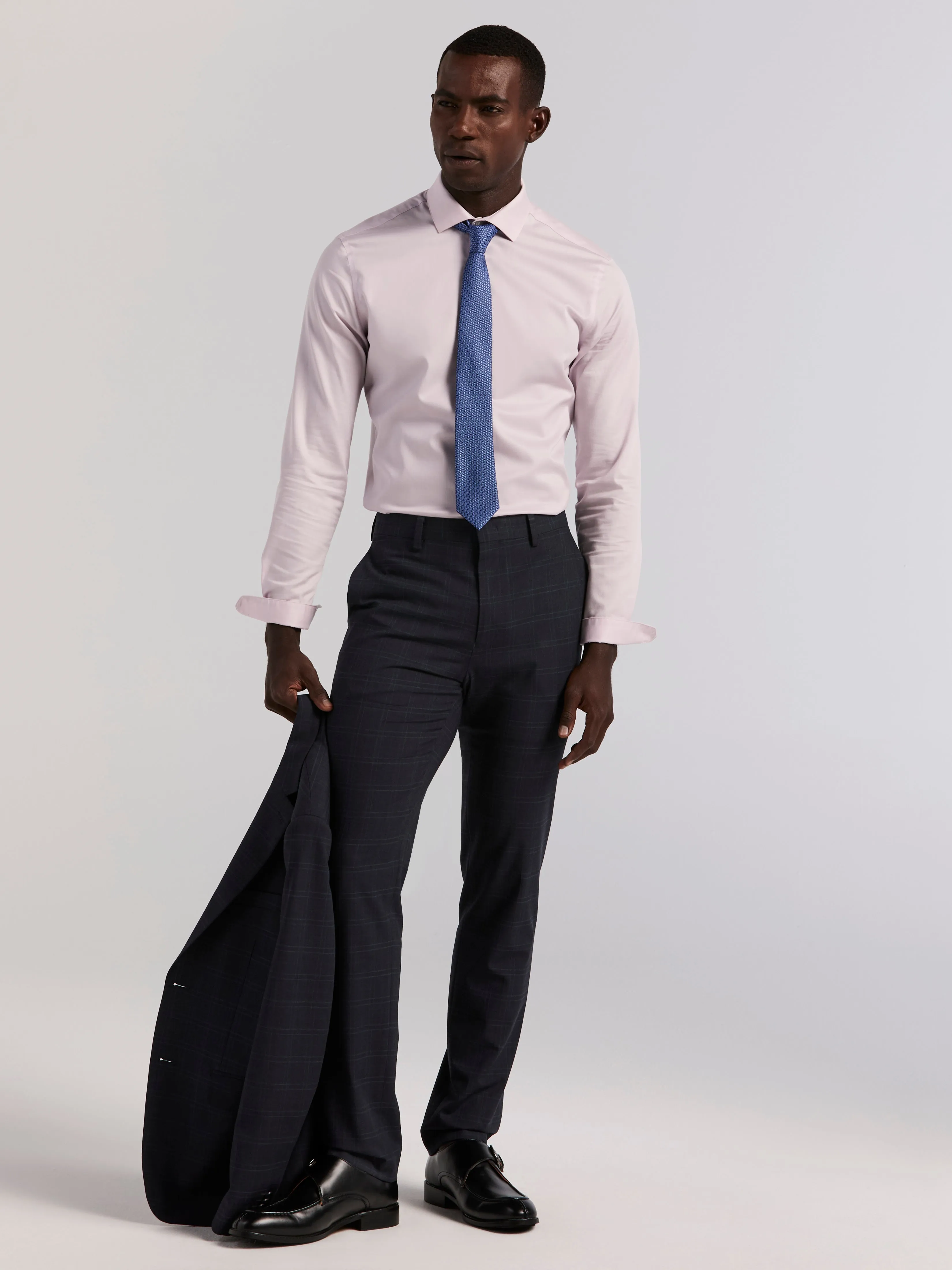 Skinny Fit Navy Plaid Suit Pant sold by Perry Ellis product image thumbnail 4