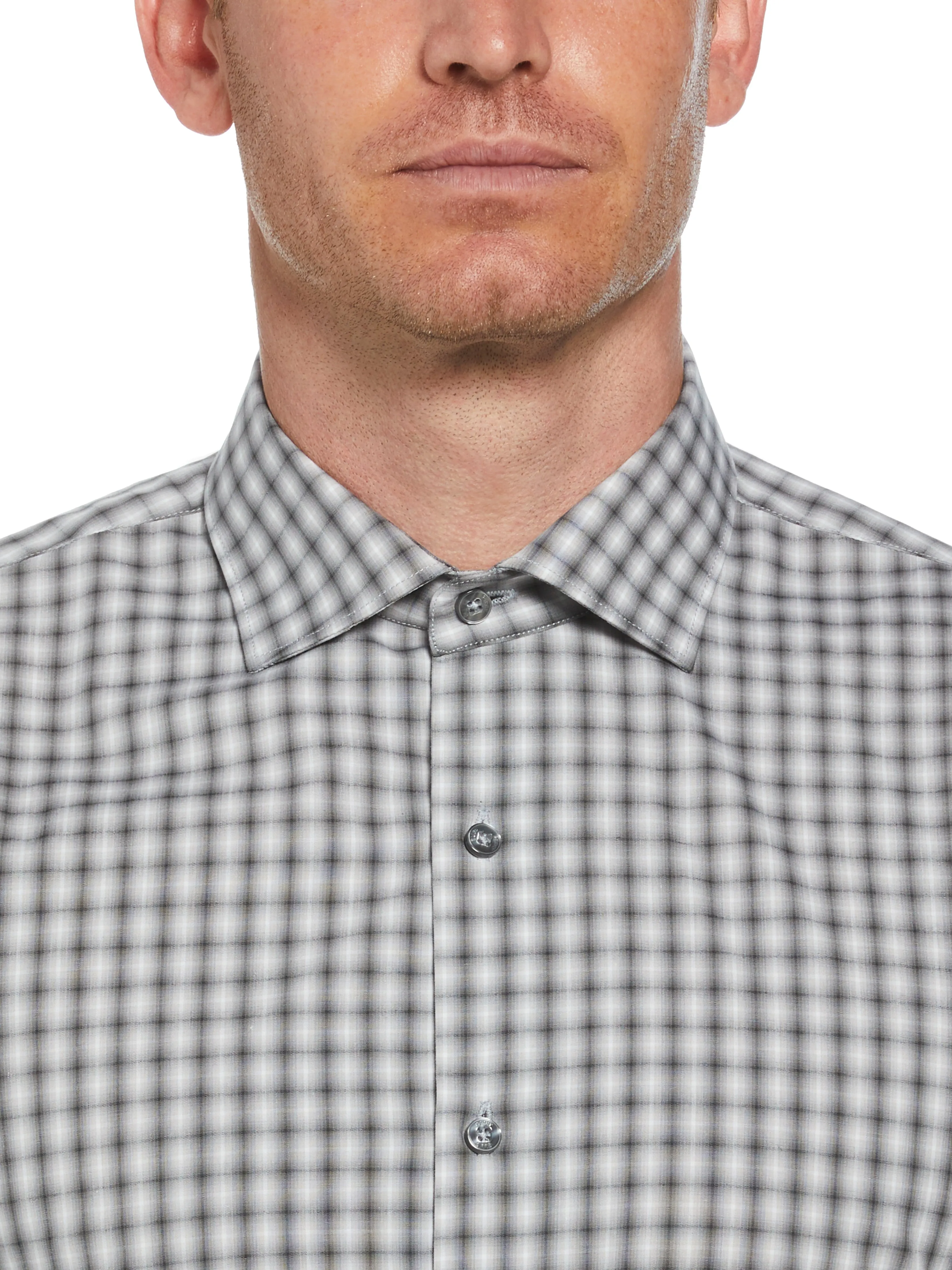 Slim Fit Button-Down Haven Ombre Checkered Plaid Dress Shirt sold by Perry Ellis product image thumbnail 3