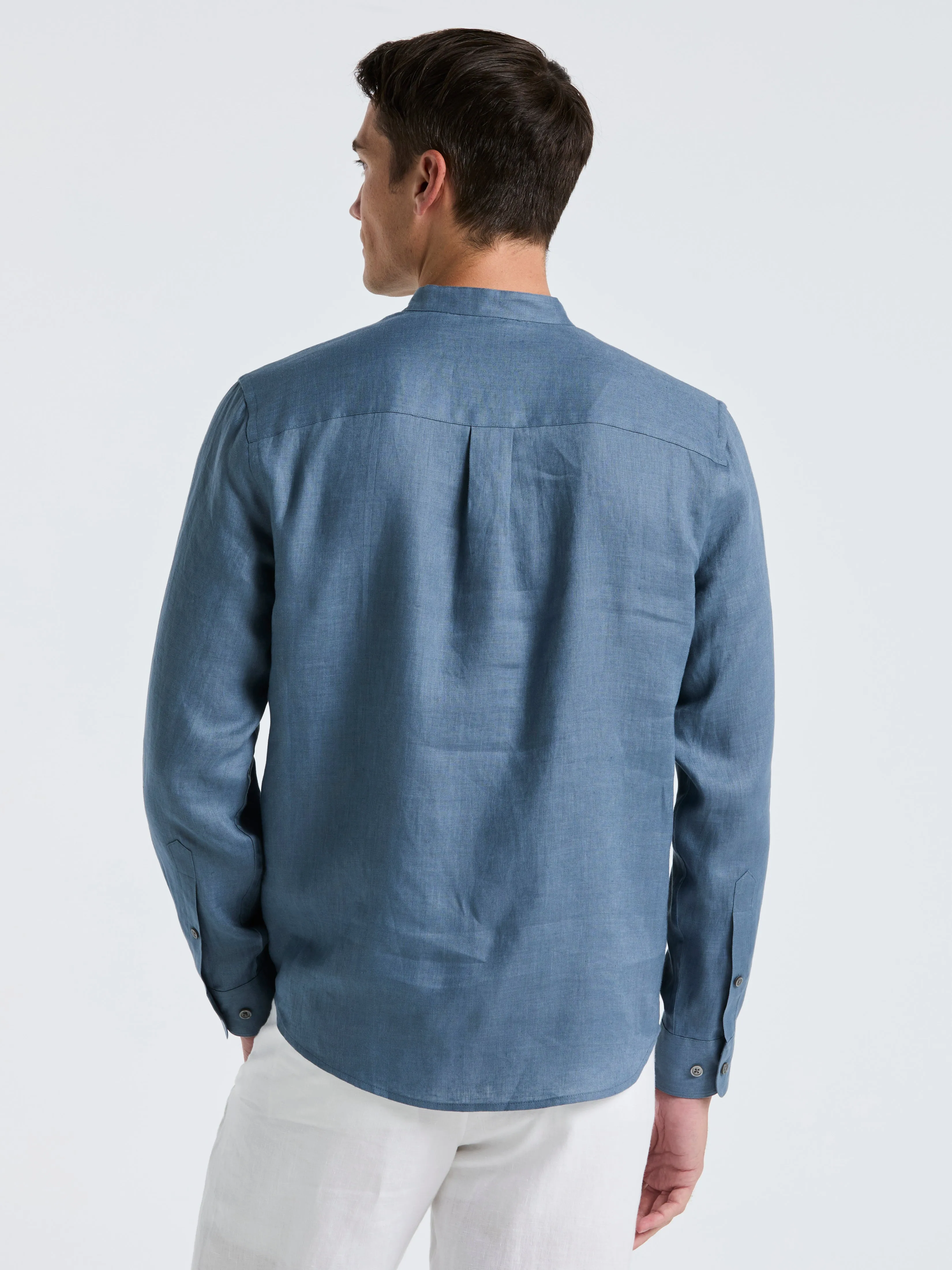 Solid Linen Popover Shirt sold by Perry Ellis product image thumbnail 3