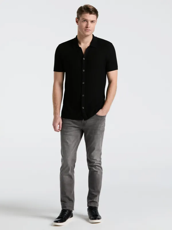 Mesh Button Front Polo Sweater sold by Perry Ellis