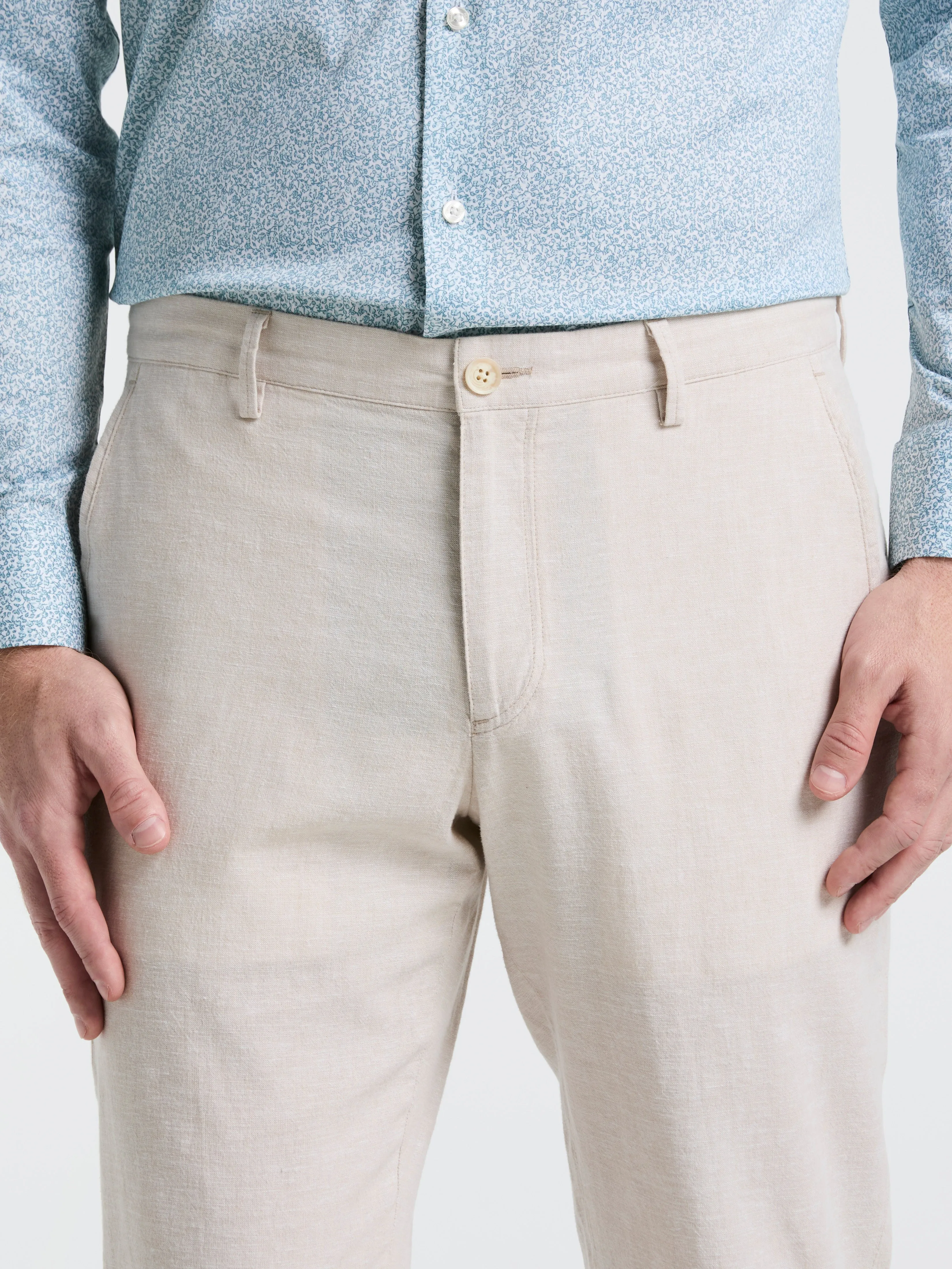 Slim Fit Flat Front Linen Blend Chino Pant sold by Perry Ellis product image thumbnail 3