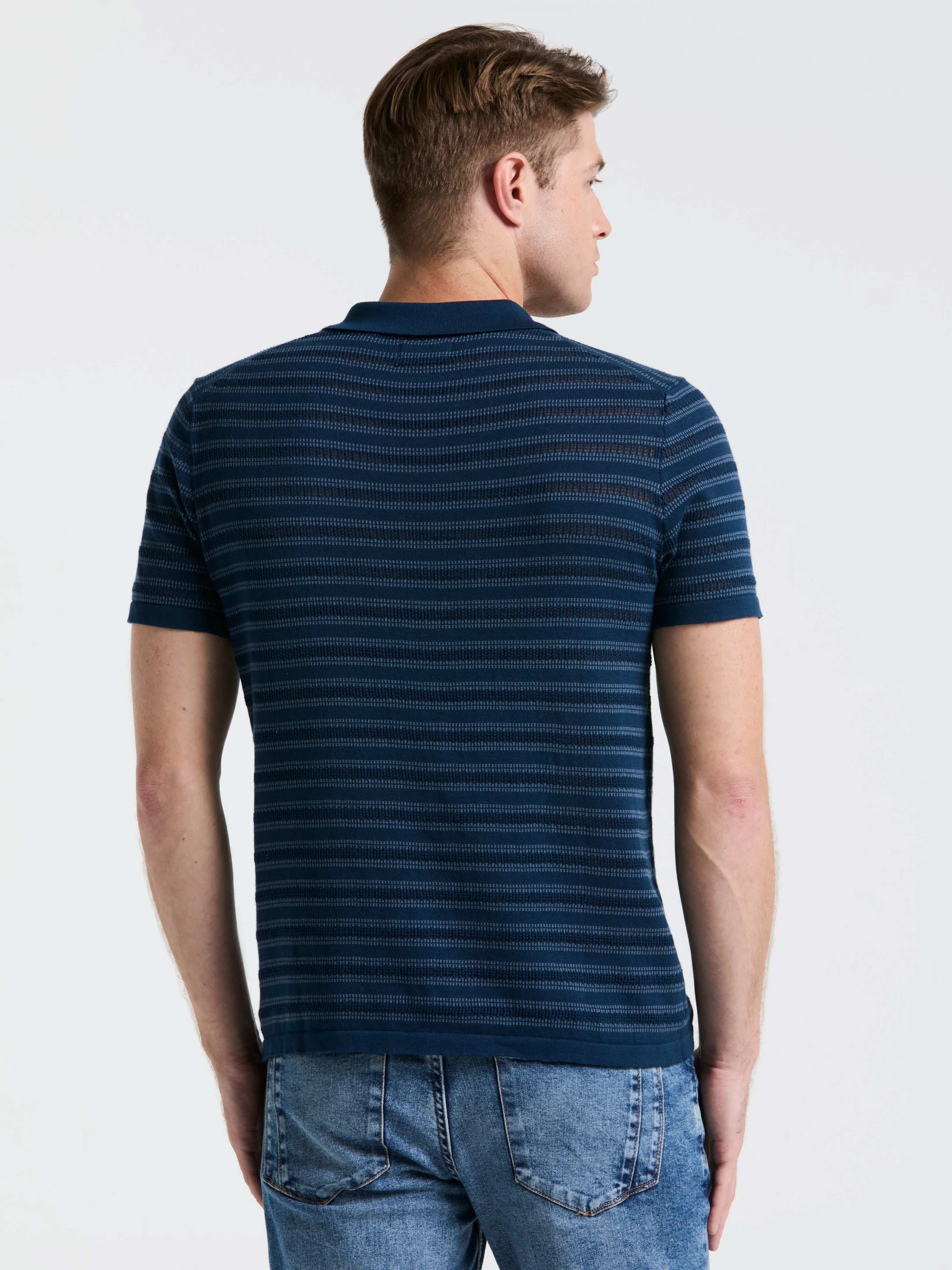 Button-Front Striped Polo Sweater sold by Perry Ellis product image thumbnail 2