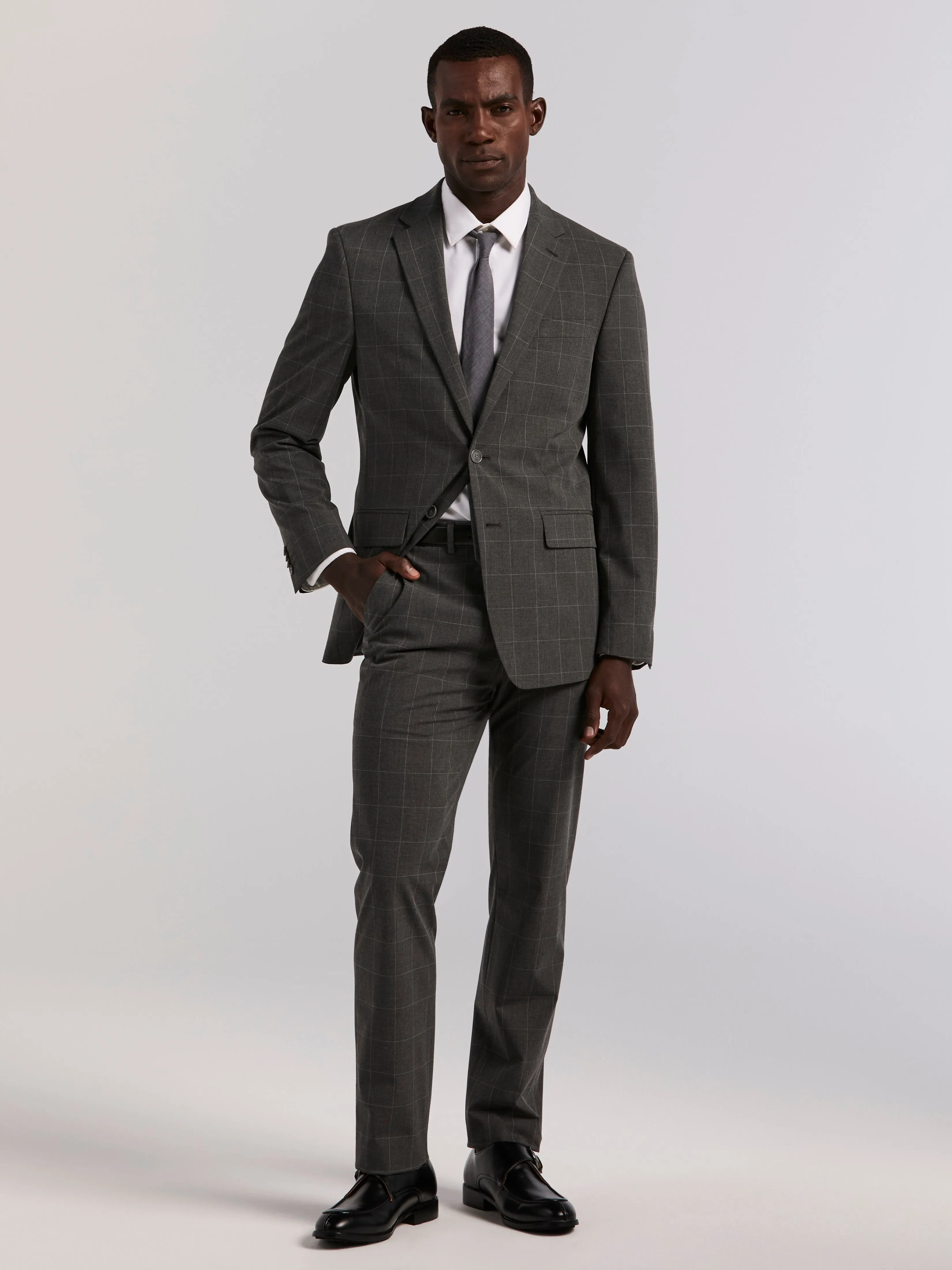 Slim Fit Grey Windowpane Suit Pant sold by Perry Ellis product image thumbnail 4