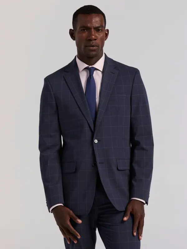Slim Blue Windowpane Suit Jacket sold by Perry Ellis