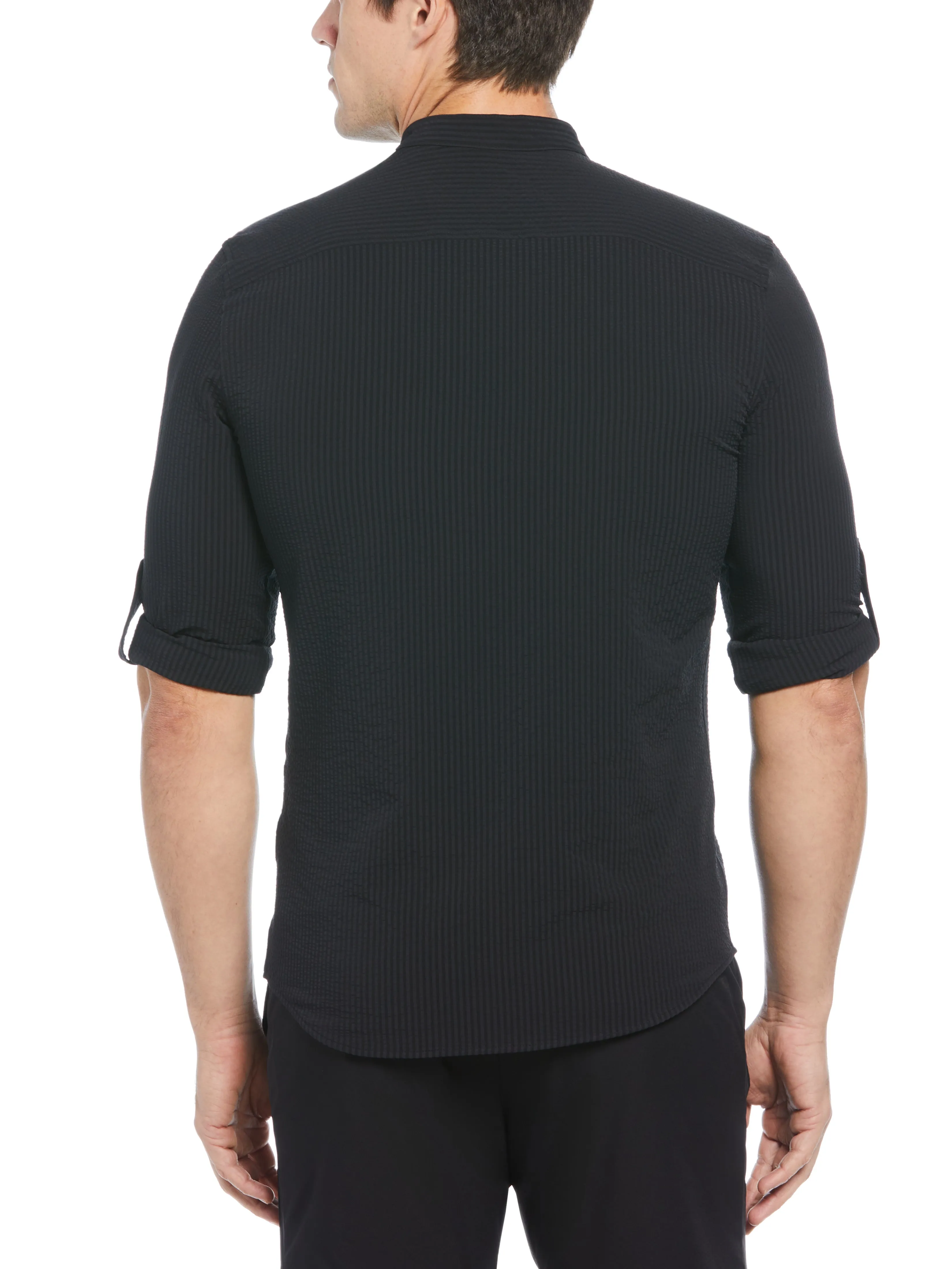 Untucked Total Stretch Slim Fit Seersucker Shirt sold by Perry Ellis product image thumbnail 3