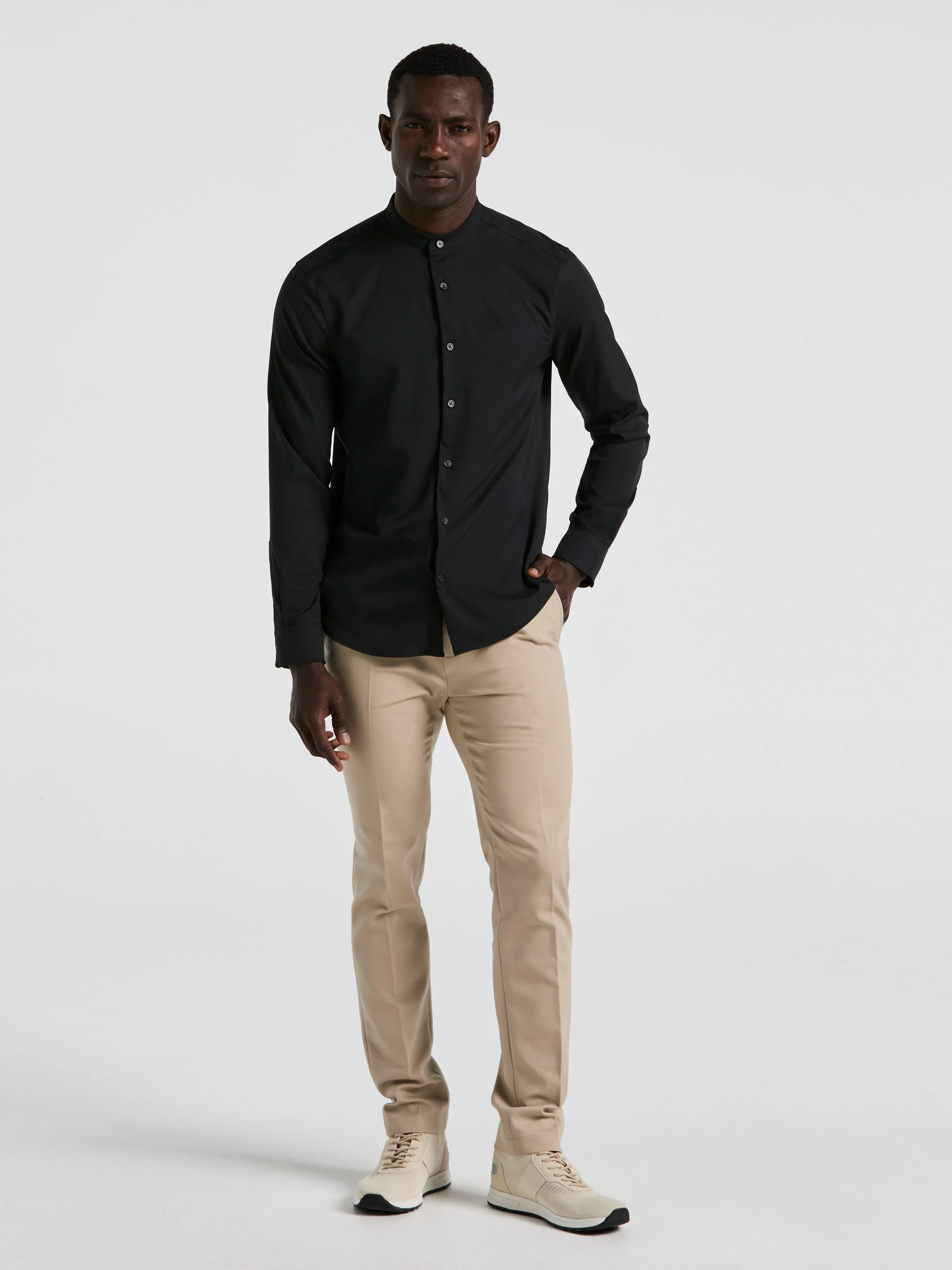 Big & Tall Untucked Total Stretch Banded Collar Shirt sold by Perry Ellis product image thumbnail 4