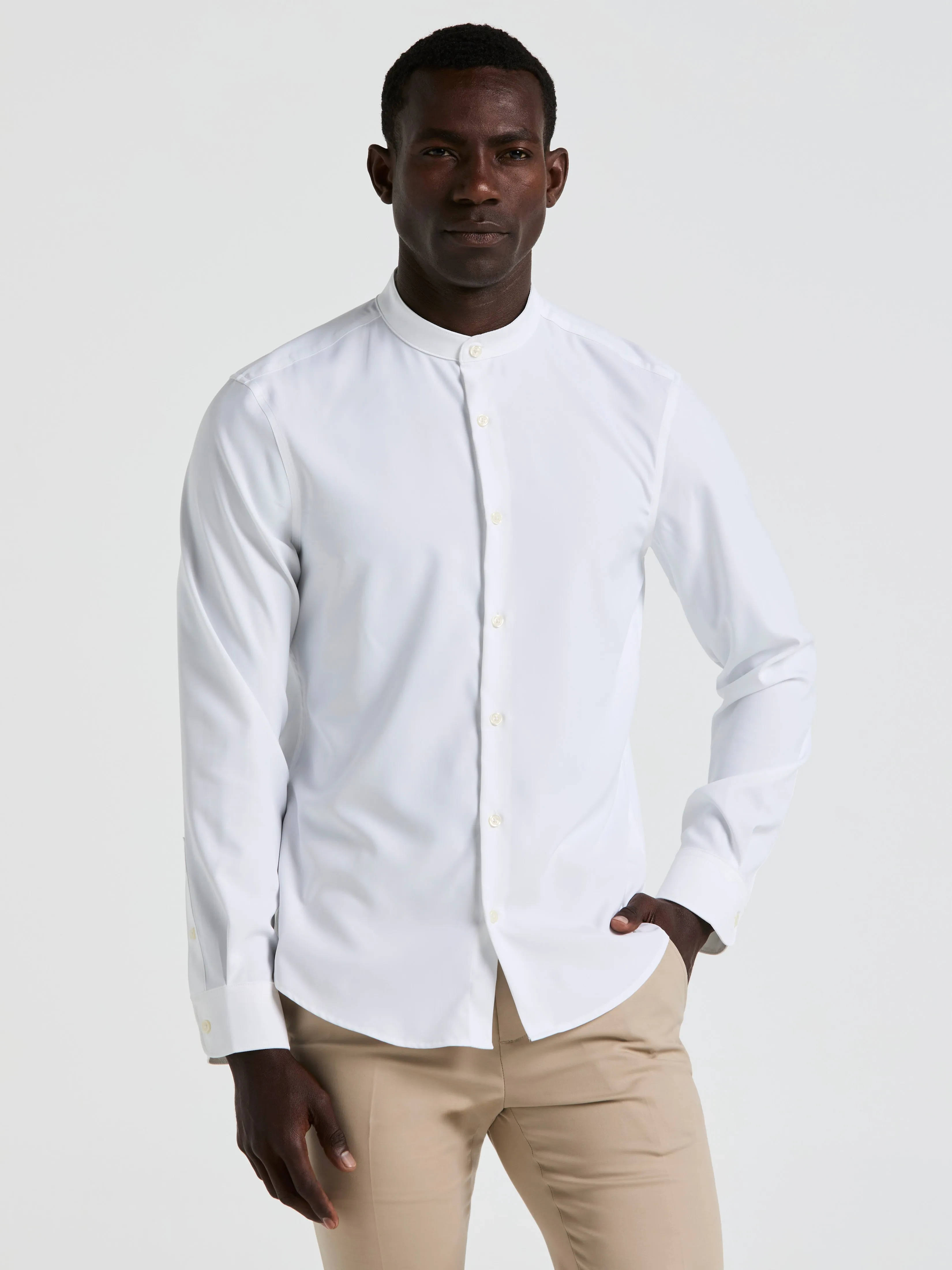 Big & Tall Untucked Total Stretch Banded Collar Shirt sold by Perry Ellis product image thumbnail 2