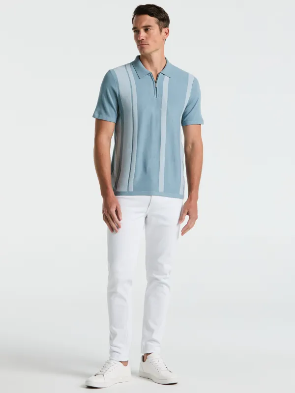 Short Sleeve Tech Stretch Zip Polo sold by Perry Ellis