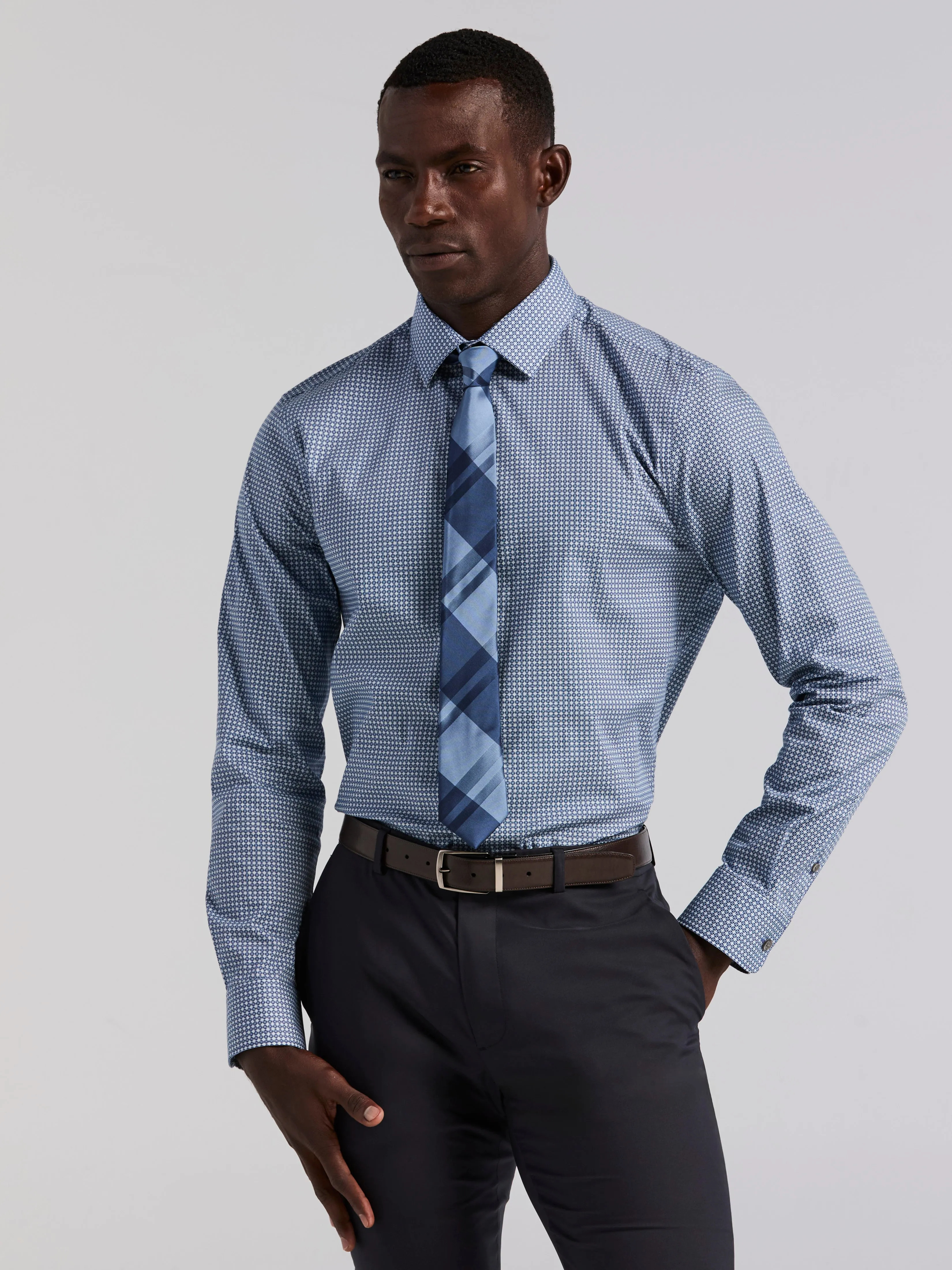 Tile Geo Print Cotton Shirt sold by Perry Ellis