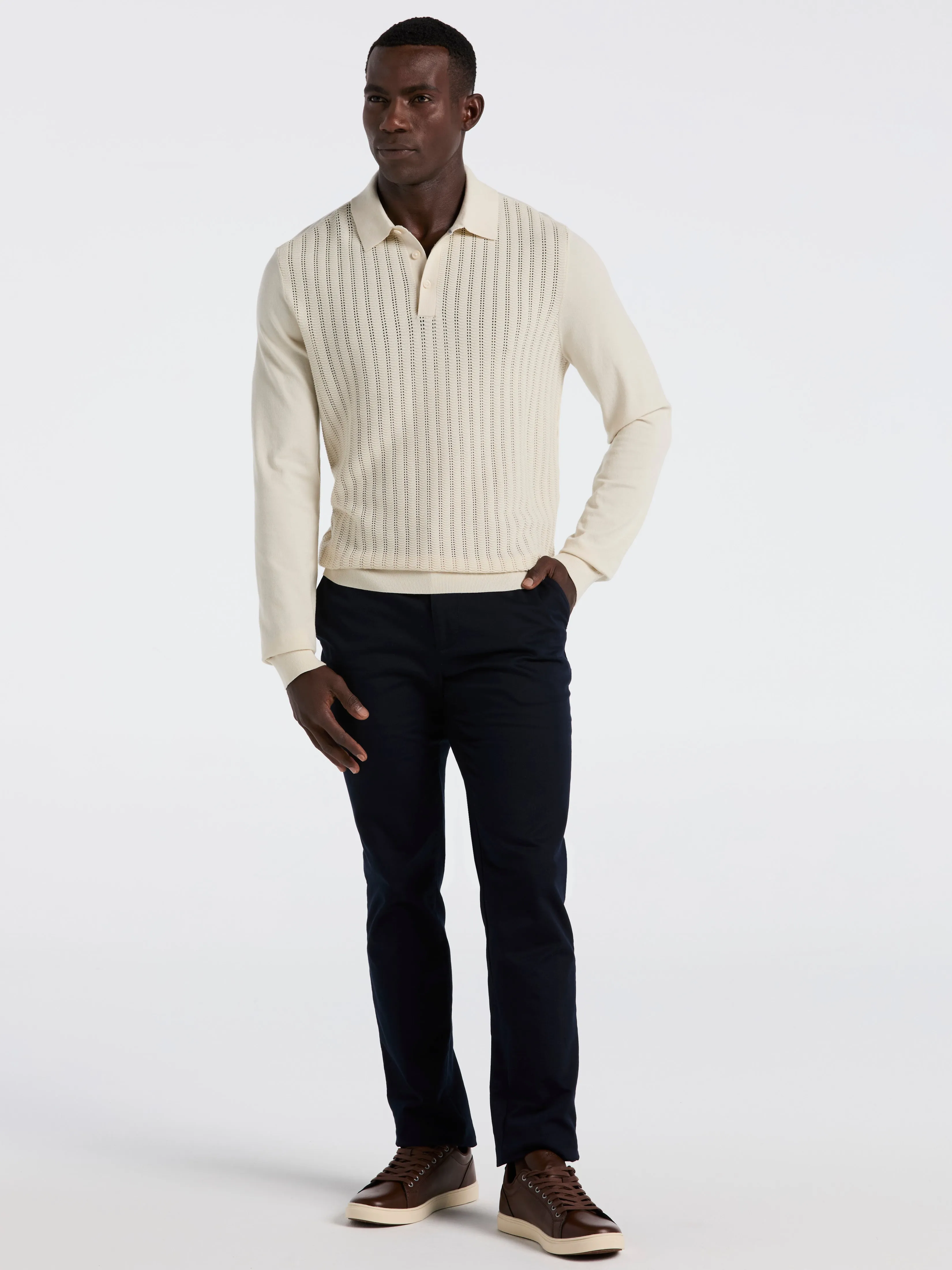 Textured Front Polo Sweater sold by Perry Ellis product image thumbnail 5