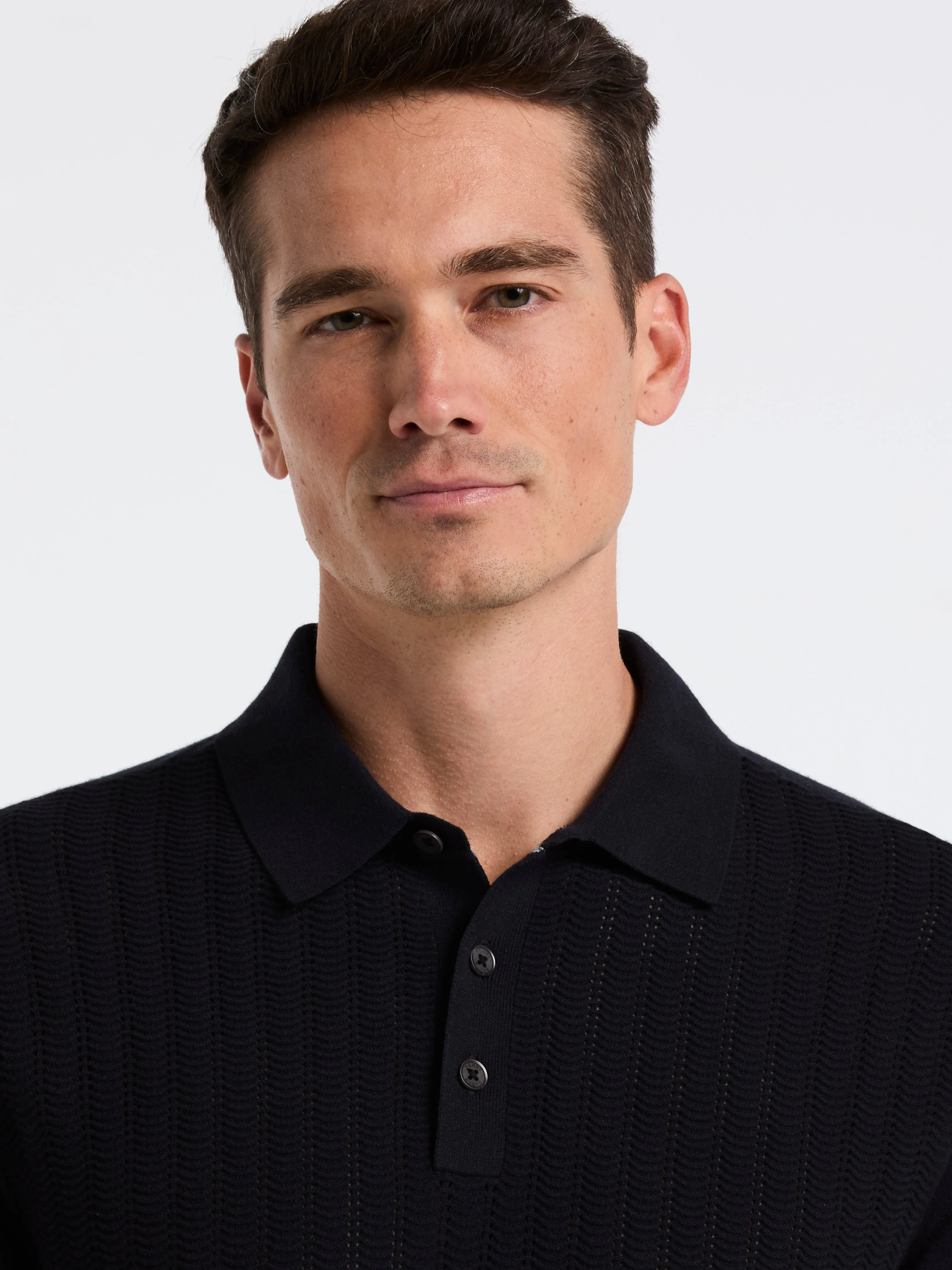 Textured Front Polo Sweater sold by Perry Ellis product image thumbnail 3