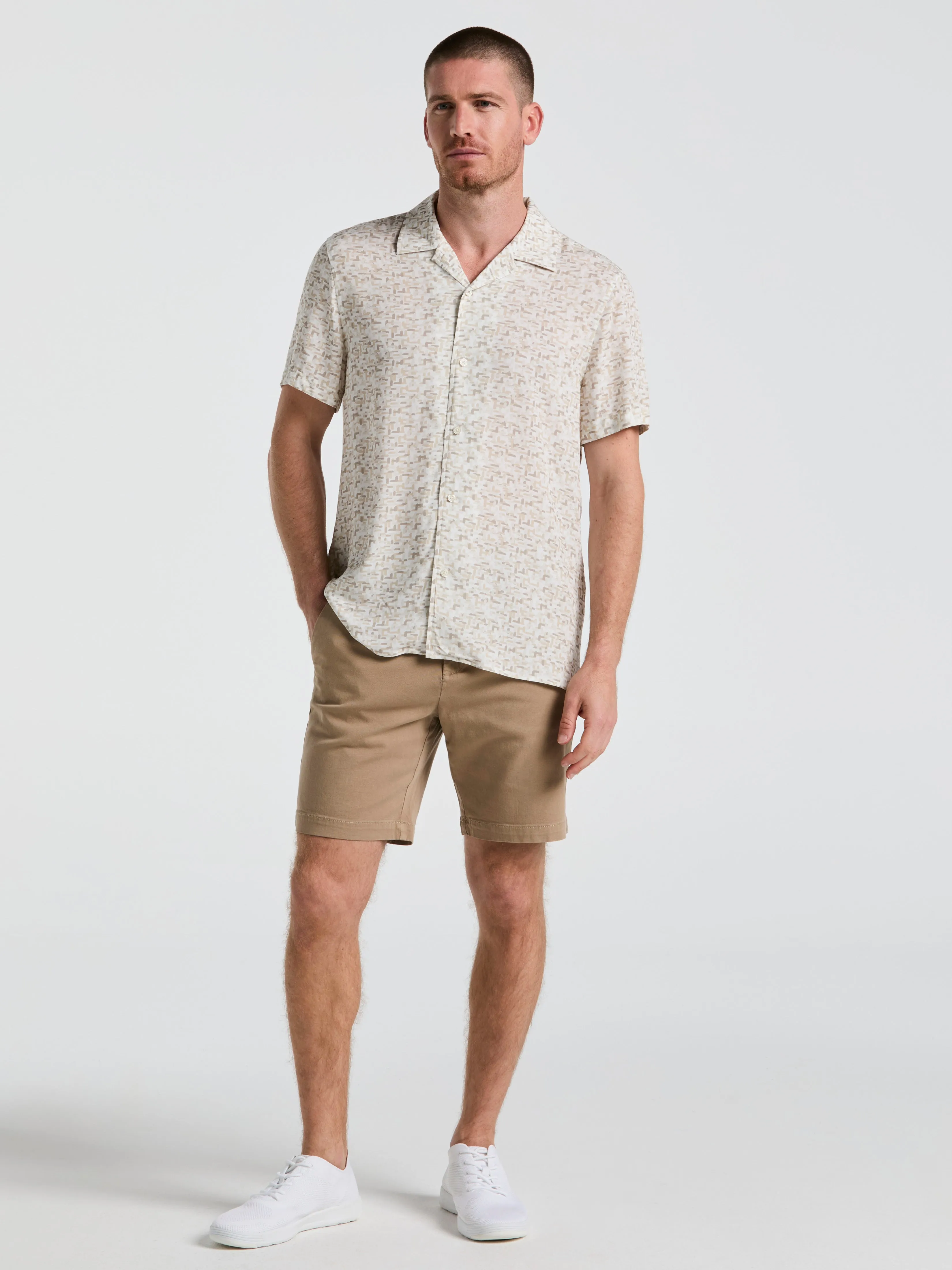 EcoVero™ Brushstroke Print Camp Collar Shirt sold by Perry Ellis product image thumbnail 2